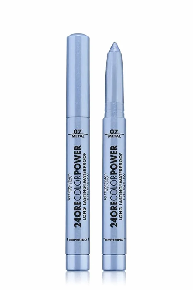 Deborah Milano - Ombretto 24 Ore Color Power Waterproof in Stick, 07 Light Blue, Texture No Transfer ad Alta Sfumabilità e Pigmentazione, Dona Intensità Long Lasting allo Sguardo, 3 gr