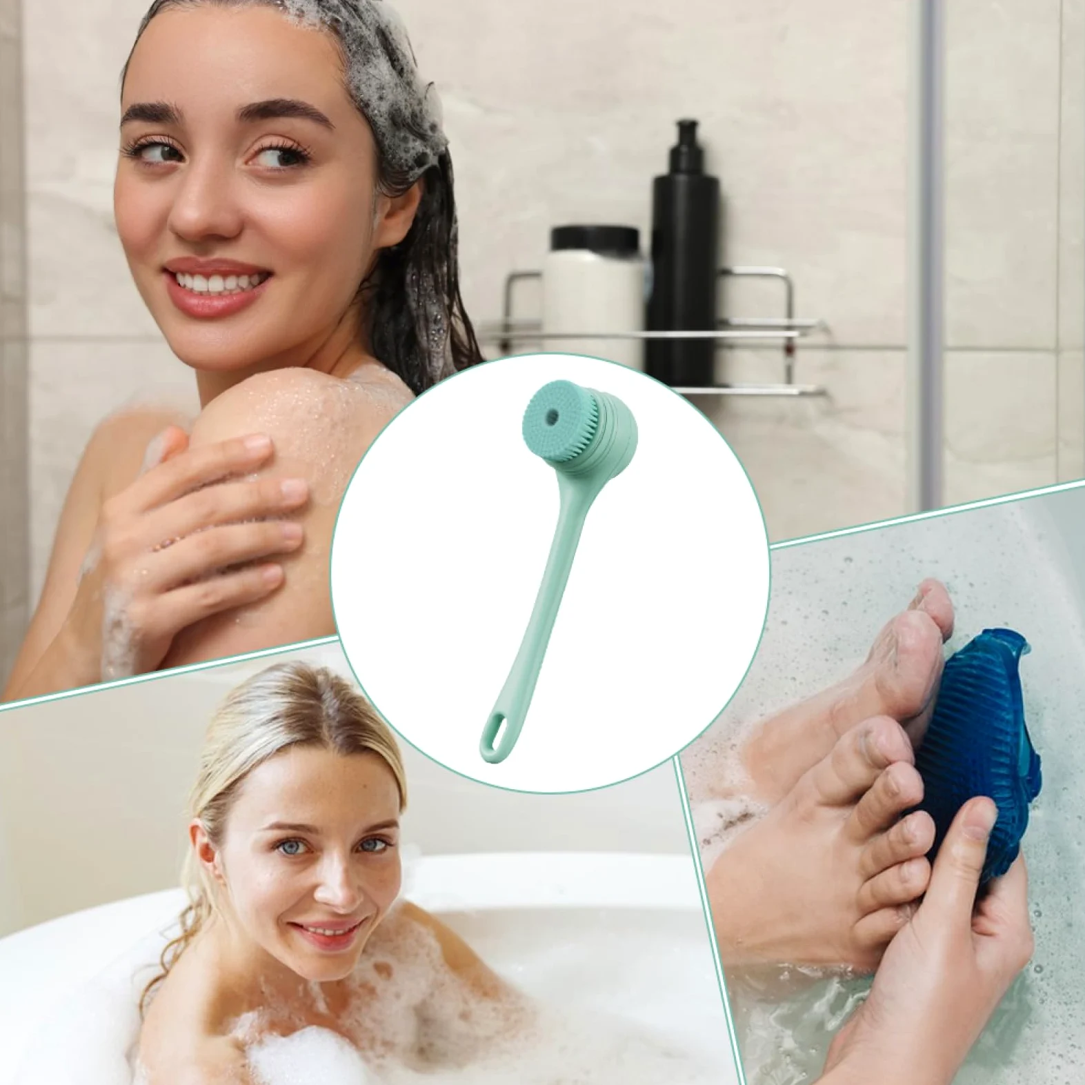 Spazzola elettrica per il corpo, Spazzola elettrica per il bagno | Scrubber per corpo con spazzole per bagno e con ricarica USB impermeabile | per la pulizia della schiena co