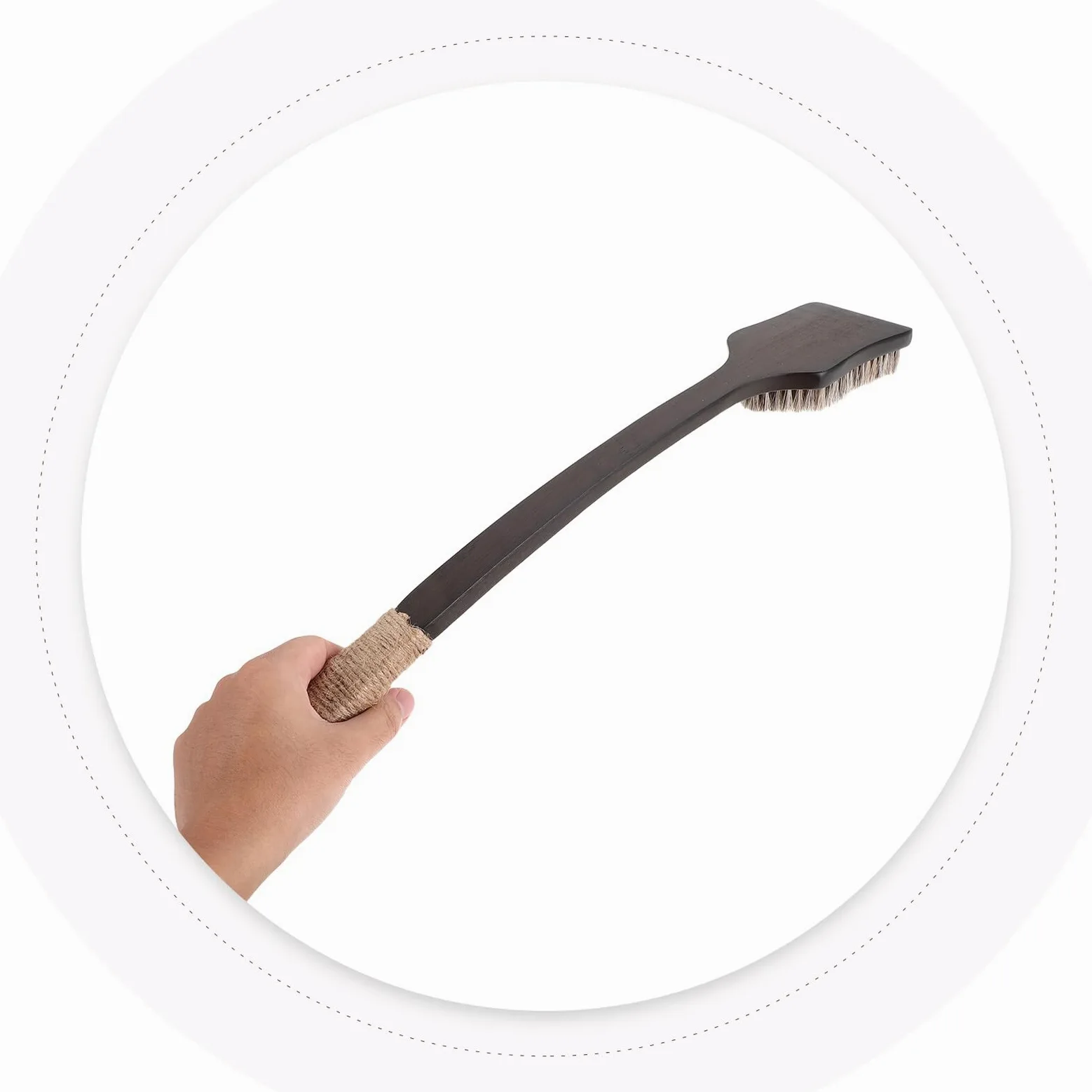 Spazzola per la Schiena con Manico lungo in Setole Morbide di Crine Scrub Esfoliante Corpo per Doccia Spazzola da Bagno per Pelle Sensibile e Uso Quotidiano