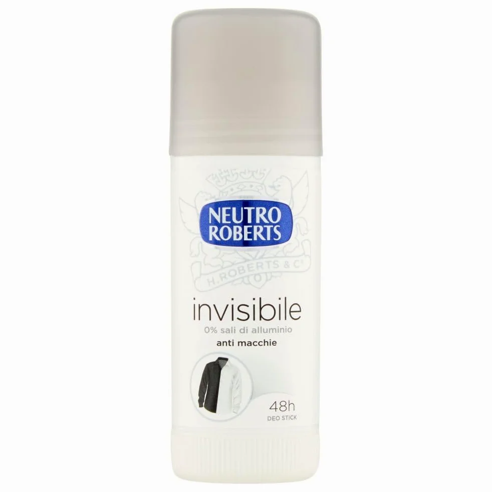 Neutro Roberts - Deodorante Stick Invisible - Deodorante Stick,0% sali di alluminio, 0% macchie, 40 ml + portachiavi Beni Culinari