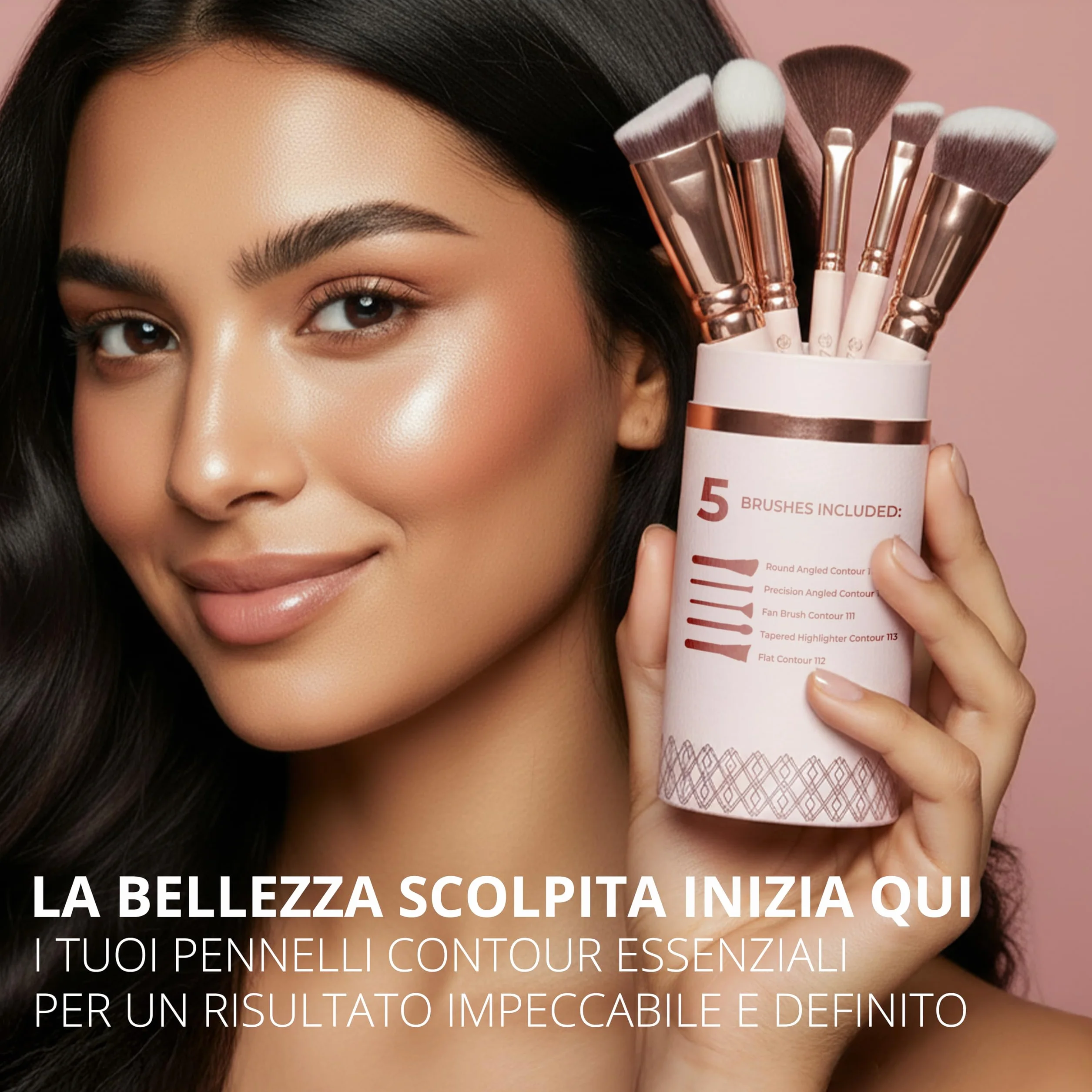 Pennelli Make Up Contouring Professionali Pennello Contouring Kabuki - Per Applicare Fondotinta, Arrossire, Contouring Creme et Polveri - Set Vegano et Non Testato Sugli Animali