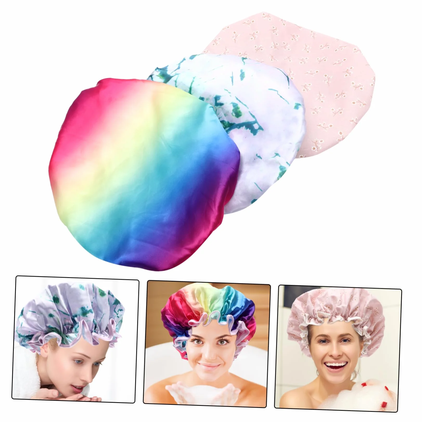 Beavorty Cuffia Da Da 9 Pezzi Impermeabile Elastica A Doppio Arcobaleno Foglia Spezzata Polvere Confezione Da 3 Teschi Bordata Da Donna Peva
