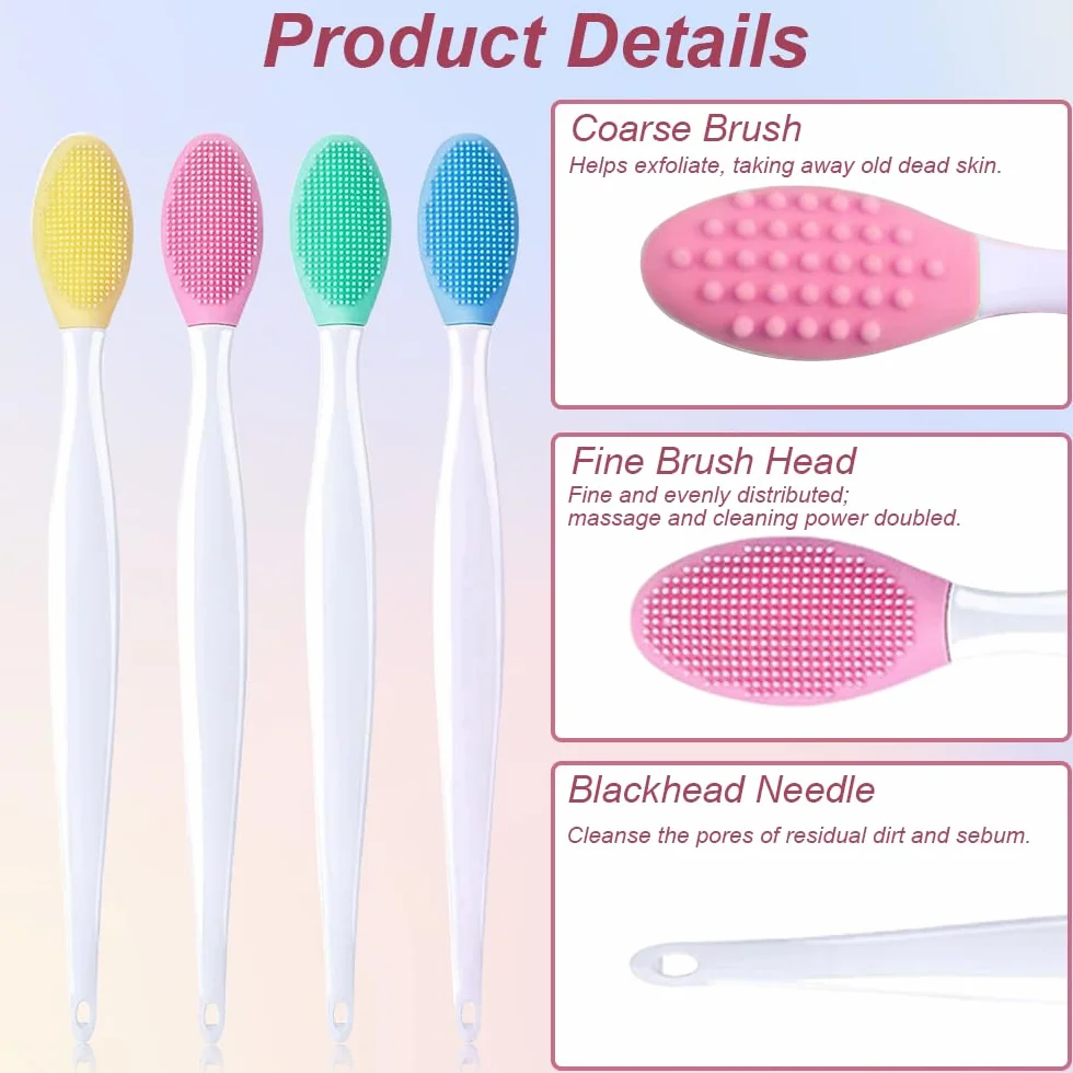 Pennello Esfoliante per Labbra in Silicone, 8 Pcs Pennelli per Labbra in Silicone, Spazzole per Labbra Morbido a Doppia Faccia, Spazzola Esfoliante per Labbra