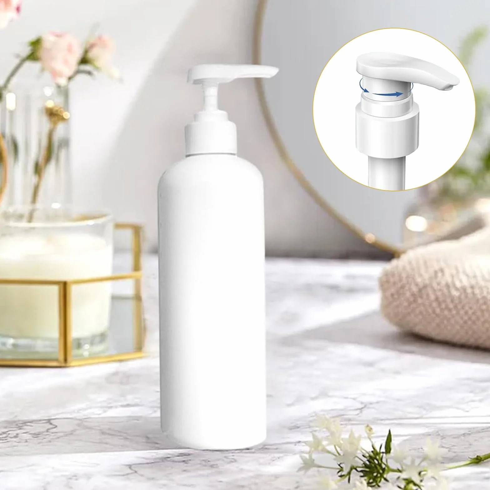 6 Pezzi Plastica Pompa Sciroppo Pompa di Ricambio con 6 Tubi, Riutilizzabili Pompa Dosatrice, 28/410, 33/410 Pompe di Plastica Testa Della Pompa, per Shampoo Concentrati Bevande