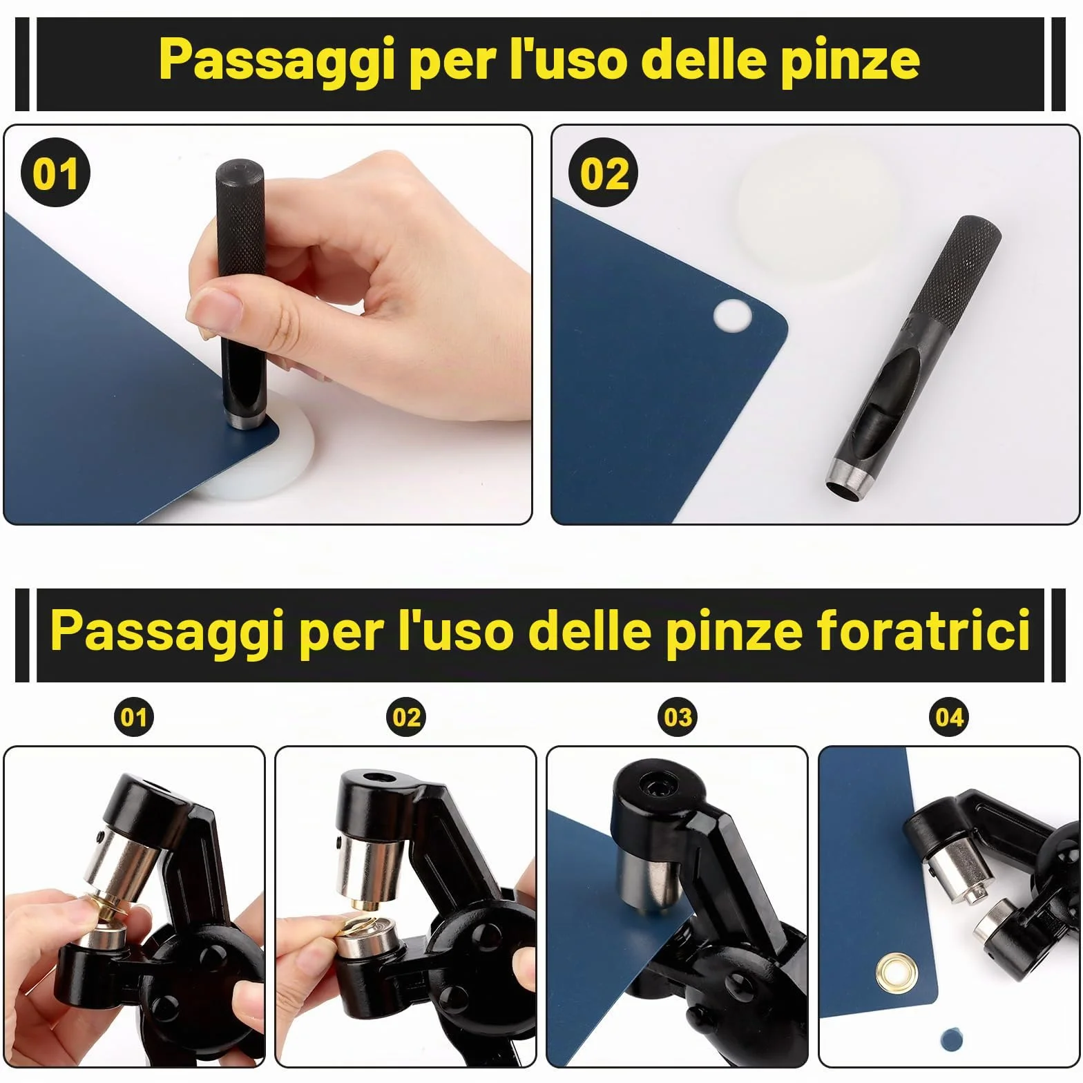 talifoca Pressa per occhielli manuale portatile 3/8 pollici con 300 occhielli 10 mm per telone pelle tessuto
