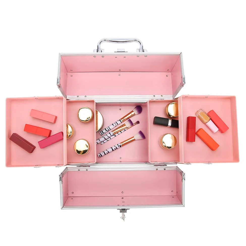 Fabater Scatola Porta Cosmetici per Donna di Grande capacità, Custodia Organizer per Trucco in Pelle PU con Manico, Portagioie Portatile Viaggio, Organizer Multilivello per Cosmetici per