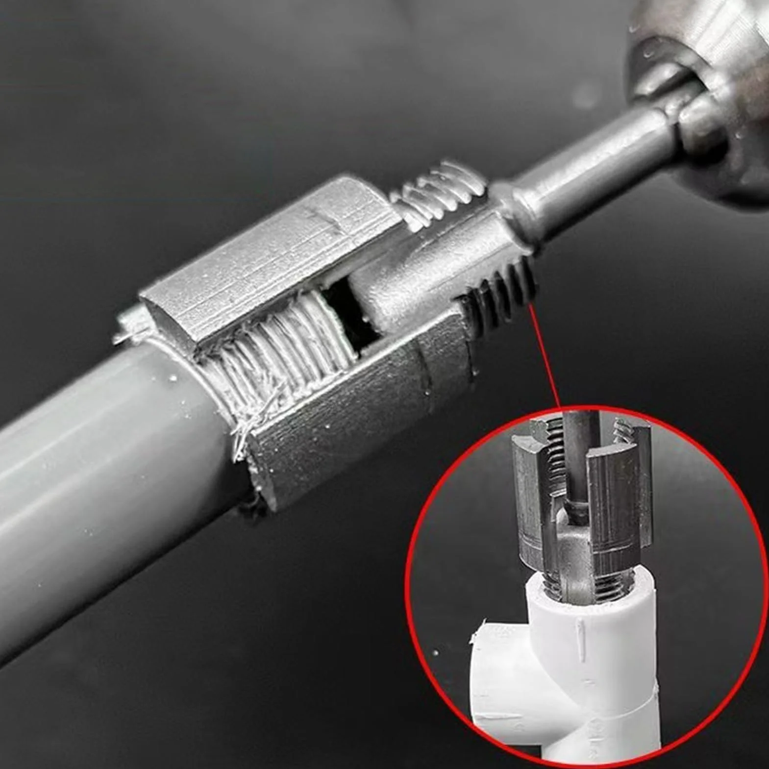 Set Per Filettatura Tubi PVC 2 In 1, Compatibile Con Trapano Elettrico, Specifiche 1/2'' E 3/4''