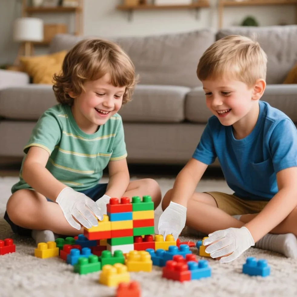 Guanti in Cotone Bianchi Bambini, 4 Paia Lavabili e Riutilizzabili in Cotone Guanti Idratanti per Mani Asciutte Eczema Notte per i Bambini (3-5 Anni)