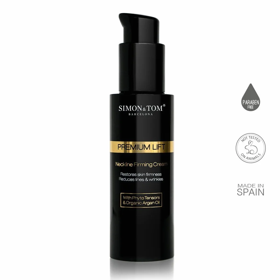 Simon&Tom Premium Lift Neckline - Crema Rassodante Collo e Décolleté con Acido Ialuronico, Fitostimolanti, olio di Argan Biologico, Antirughe, Effetto Lifting, Senza parabeni, 100 ml Made in Spain