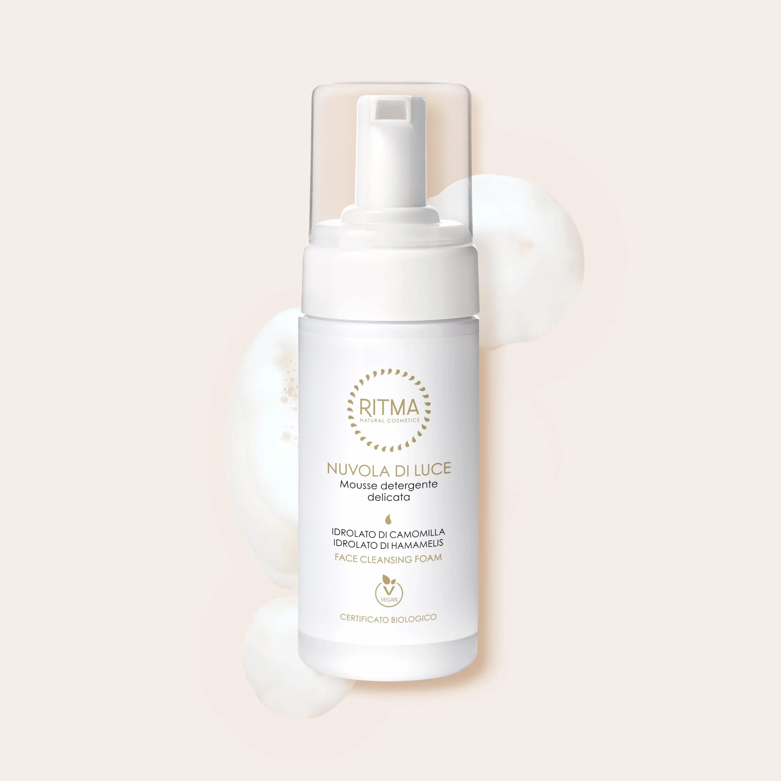 Mousse Detergente Nuvola di Luce, Detergente Viso con Camomilla e Hamamelis, 150ml