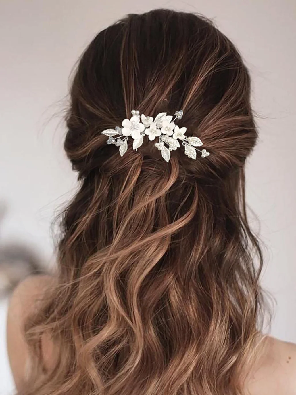 Pettine per capelli da sposa con perle argentate, accessorio per capelli da sposa per donne e ragazze