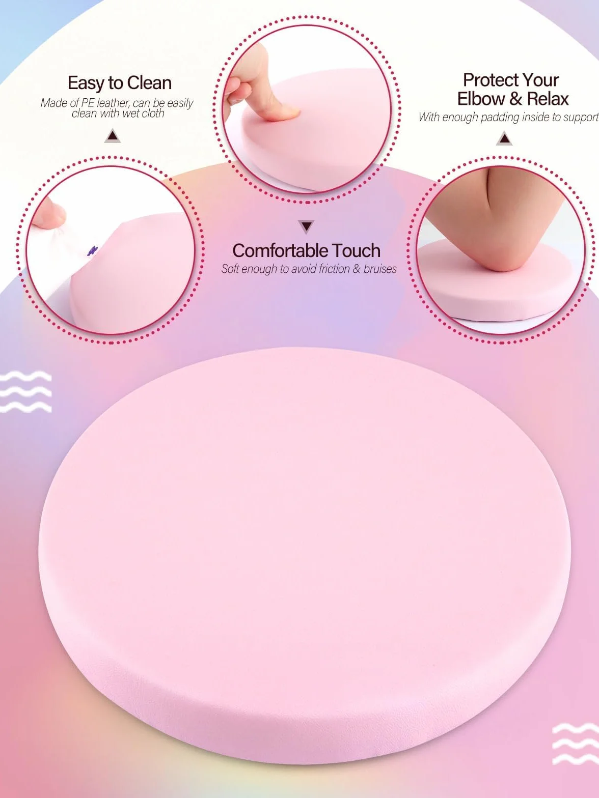 TOROKOM poggomito per le unghie Tech, poggomito per le unghie Tech, morbido poggomito-unghie braccio antiscivolo comodo imbottitura base, gomito rotondo per la manicure salone/casa (rosa)