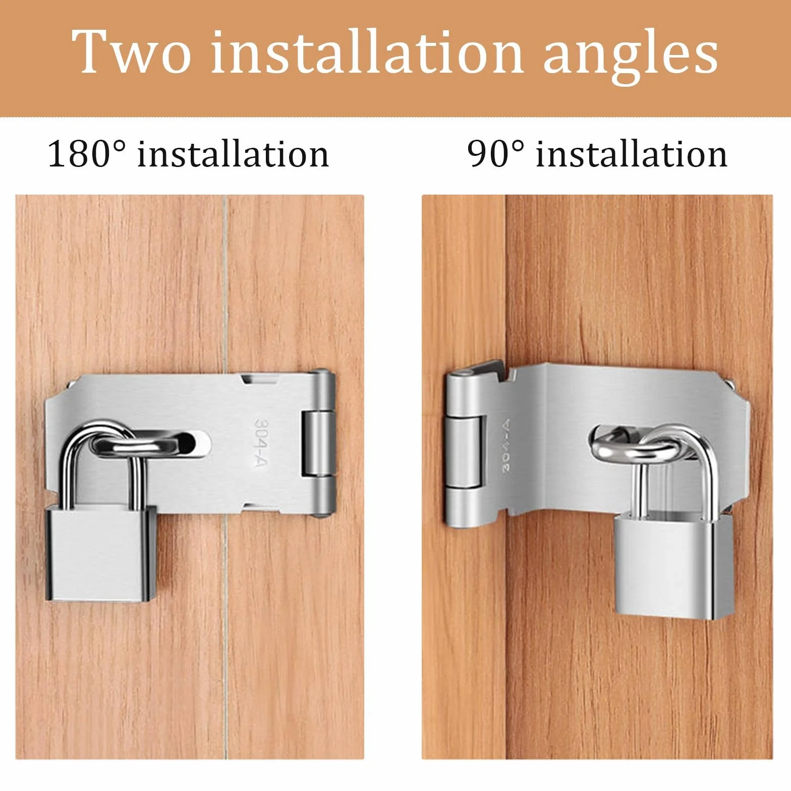 Chiavistello Porta in Acciaio Inossidabile 4 Pezzi Lucchetto Hasp per Camera da Letto Armadio