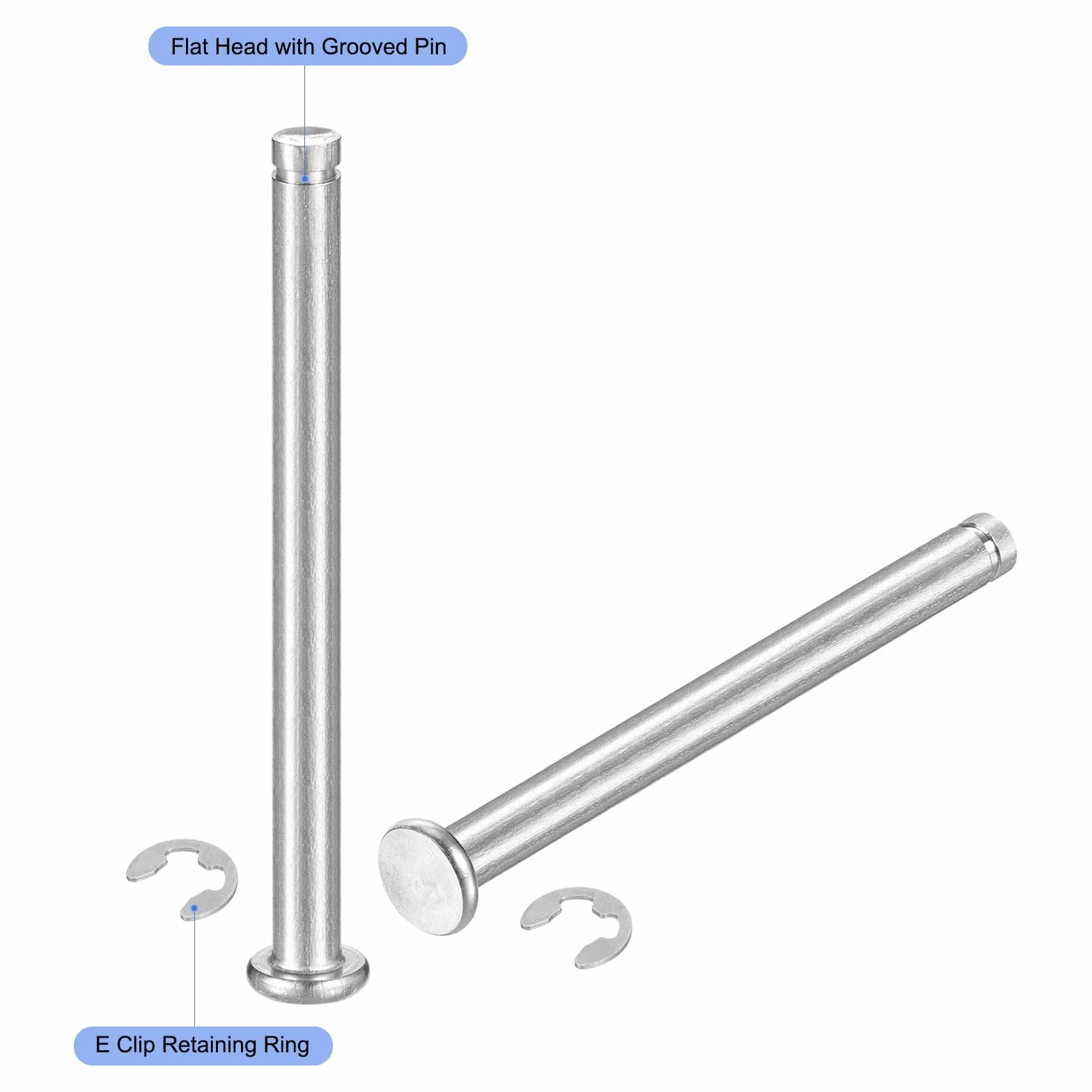 Perno Posizionamento Cilindrico M5x60mm Acciaio Inossidabile 304 con Clip Fissaggio