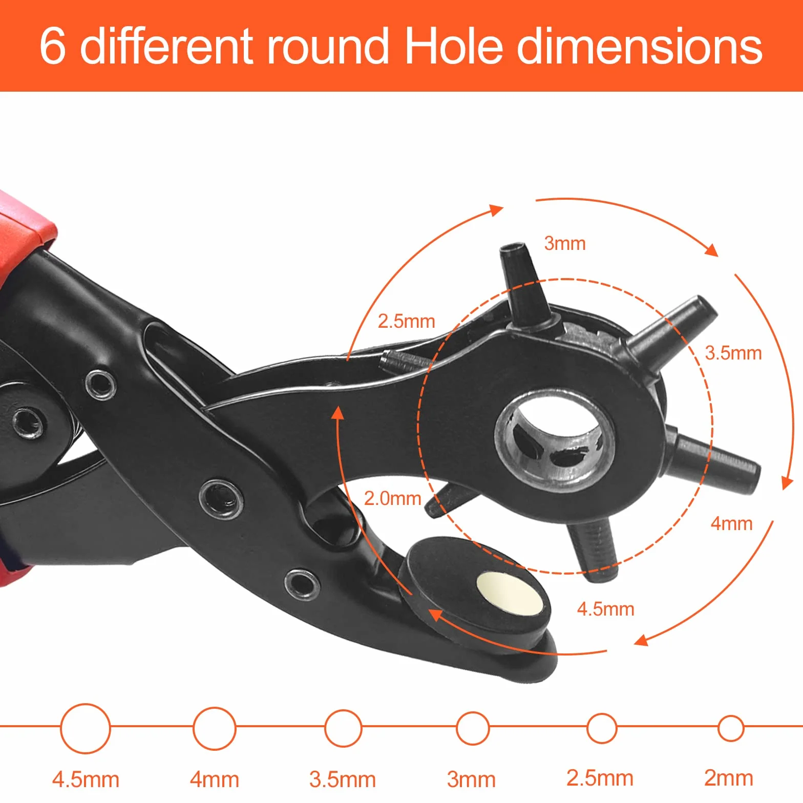 Newaner pinza fustellatrice 2-4.5 mm 6 fori intercambiabili rotondo per cinture pelle