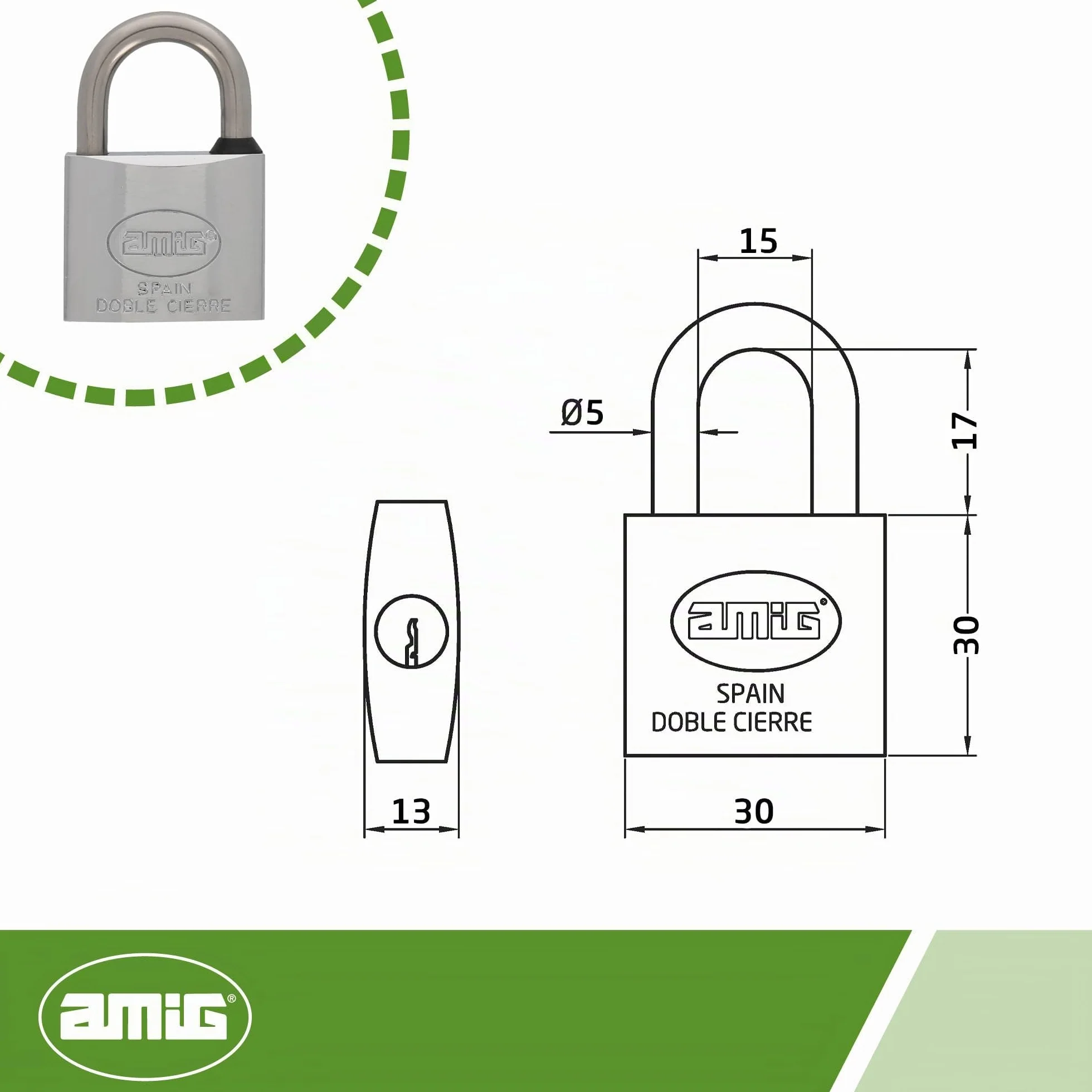 Amig Lucchetto in acciaio inox 30 mm uso marittimo resistente corrosione