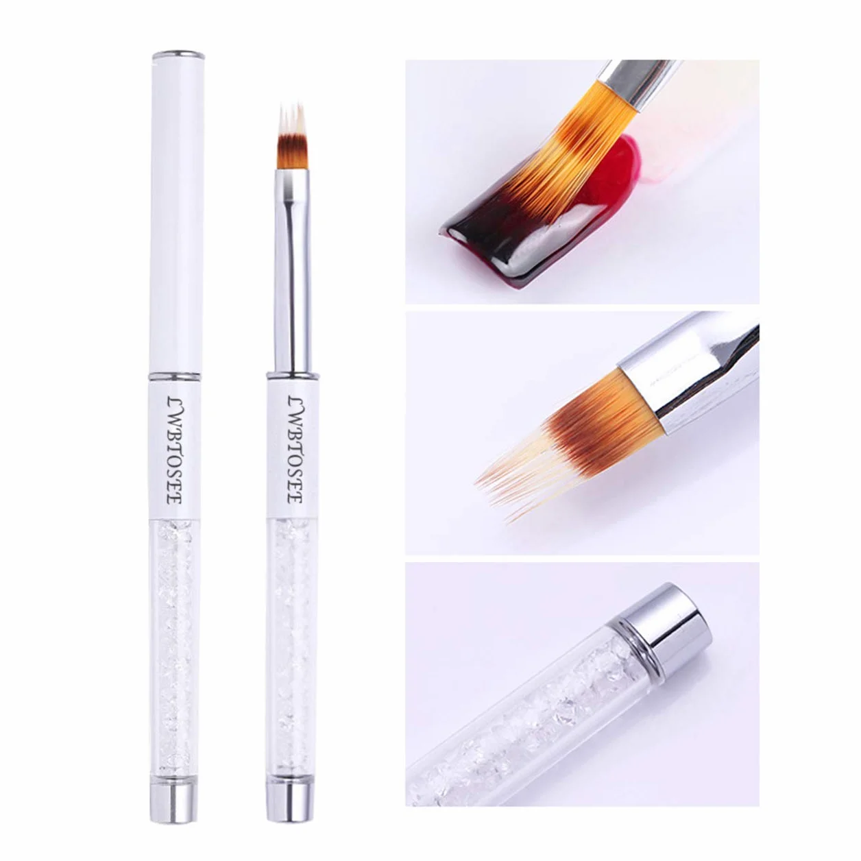 2PC nail ombre Brush nail art painting Pen Brush UV gel Polish pendenza strass di cristallo acrilico nail disegno penna