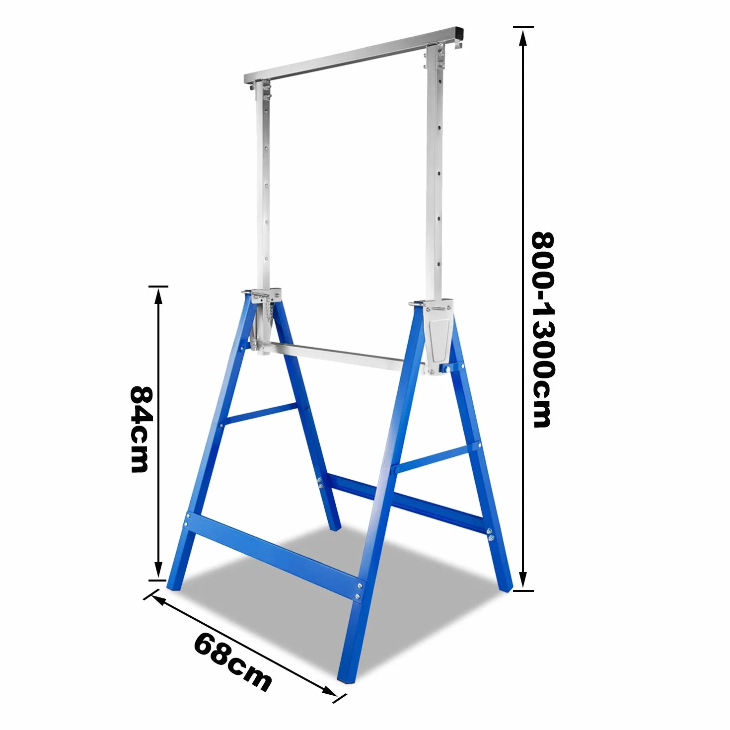 Cavalletti da lavoro in metallo, portata 200 kg, altezza regolabile 80-130 cm
