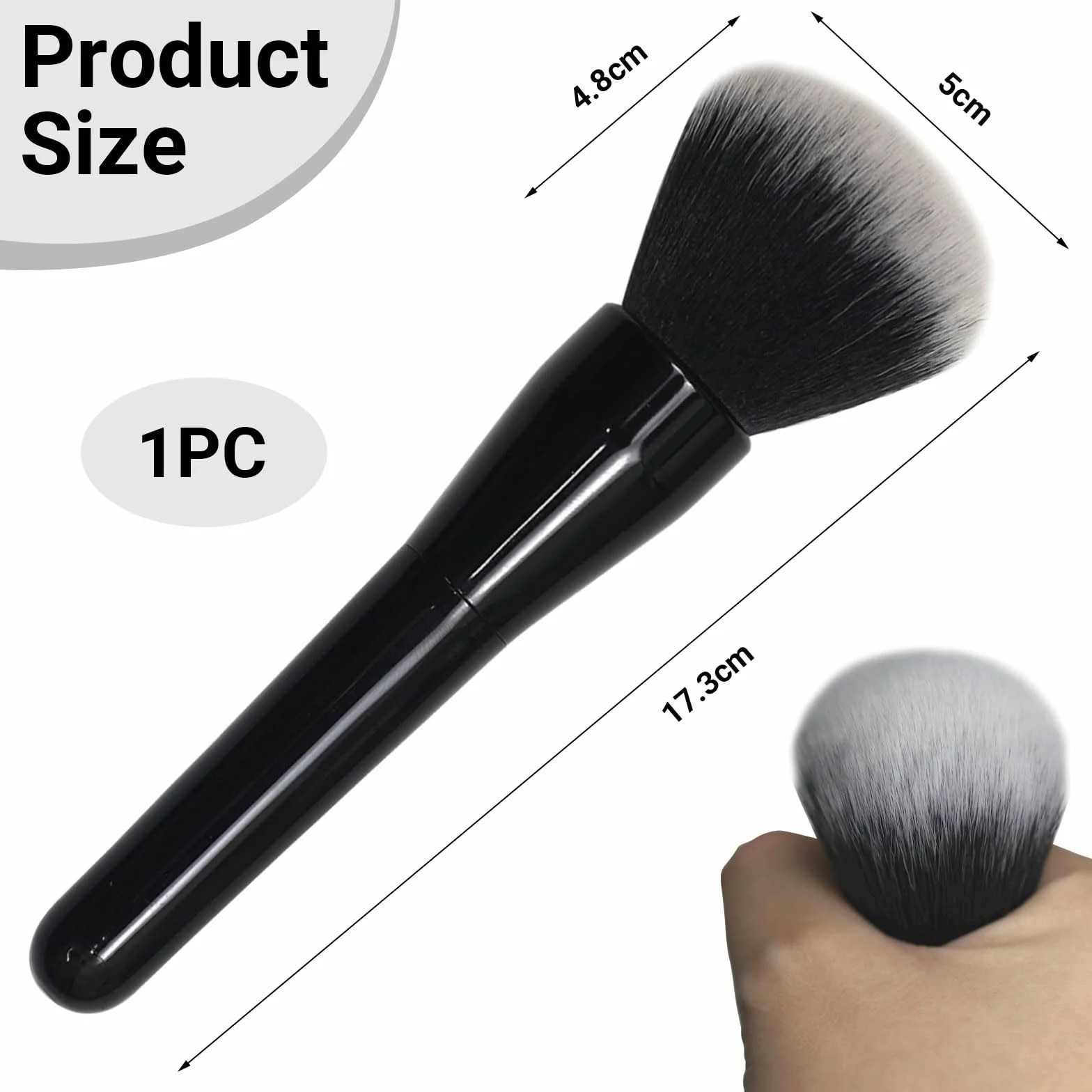 Mezrkuwr Pennello grande per polvere, pennello per fondotinta, pennello professionale per trucco per sfumare liquidi, creme e polvere impeccabile, lucidatura, sfumatura, correttore