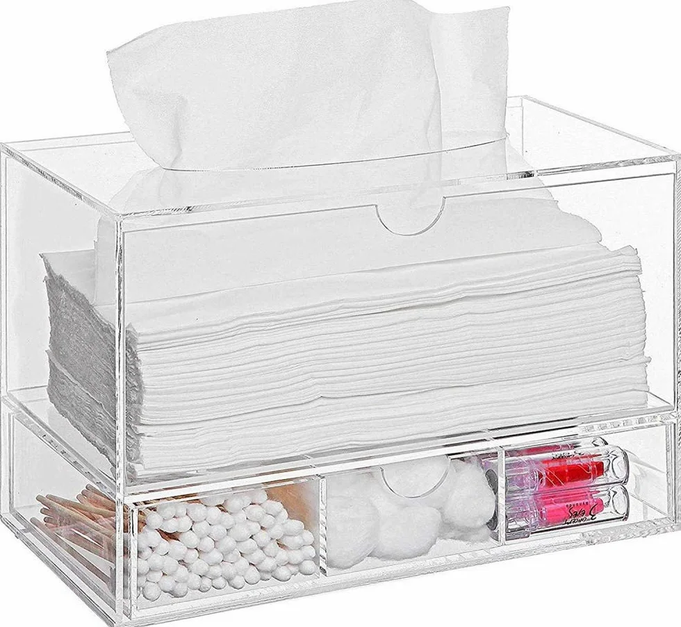 Organizzatore di Trucco Contenitore di Gioielli Cosmetici Trasparente Organizzatore di Tessuti Cosmetici in Acrilico Cassetto Estraibile in Acrilico