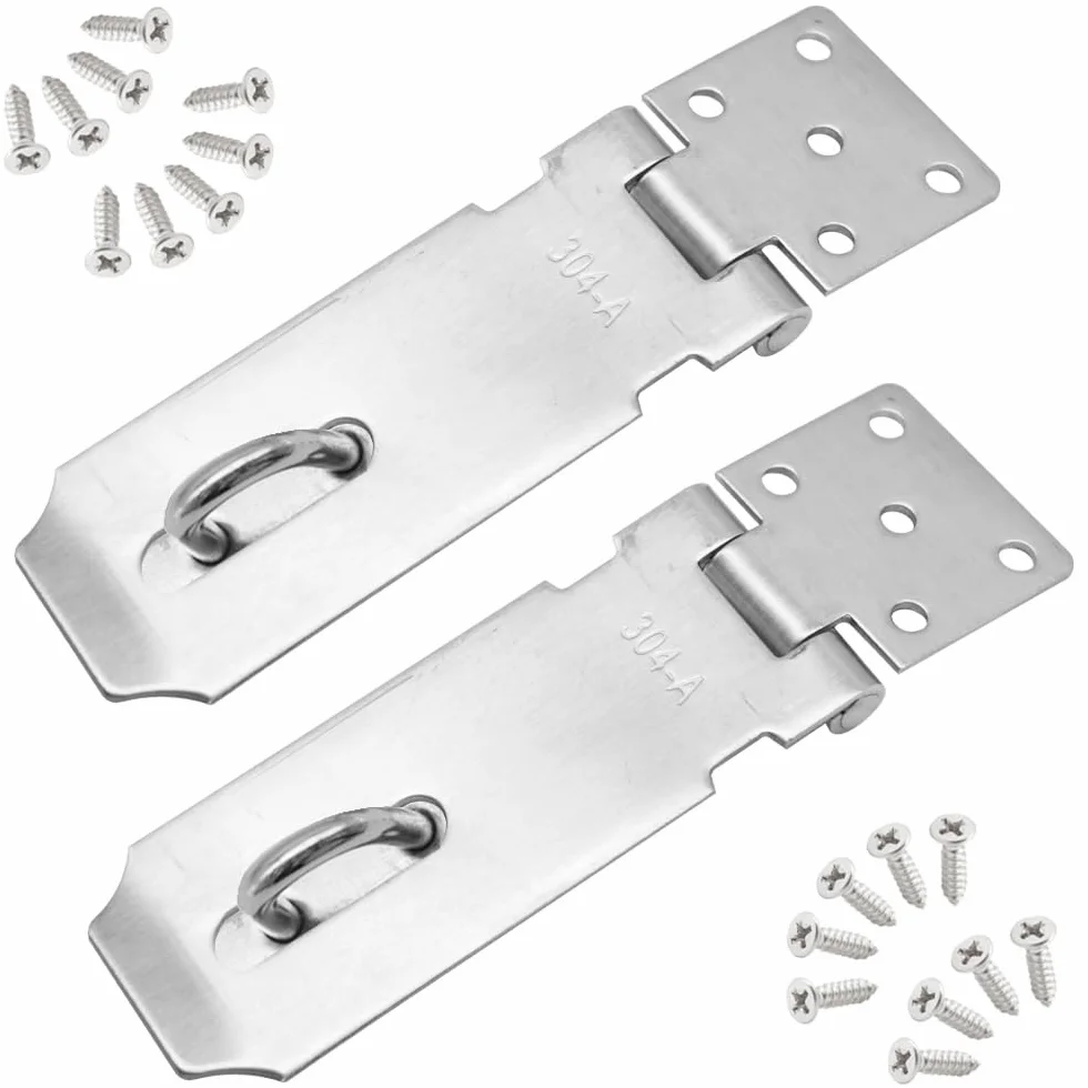 Lucchetto Hasp in Acciaio Inox 4 Pollici Heavy Duty Serratura Porta Chiavistello con Viti Antifurto (MK-180)