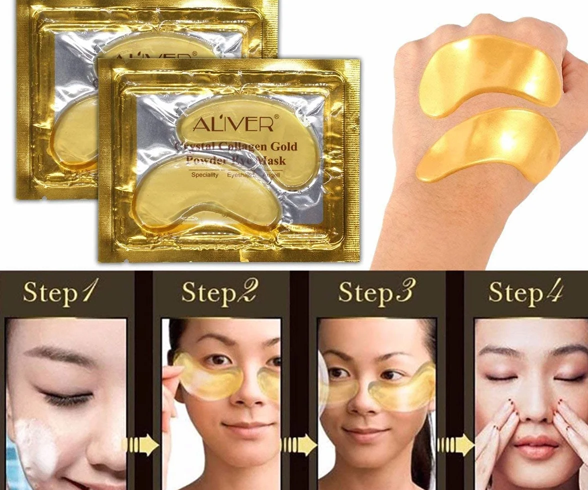 Maschera per Gli Occhi al Collagene in Gel di Cristallo Oro 24K 25 paia, Antietà e Rughe, Crema Idratante, per Rimuovere Borse Sotto Gli Occhi, Occhiaie, Occhi Gonfi