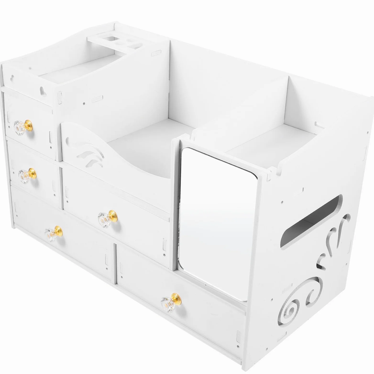 Levemolo Organizer Cosmetici con Cassetti, Capienza Ampia, Bianco | Pvc e Pannello Legno-plastica, Ordinamento e Accesso Facile, Struttura Robusta per Desktop
