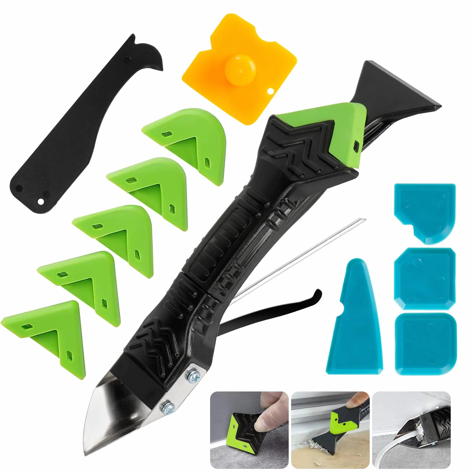 Strumenti per Calafataggio Silicone Kit 5 in 1, Raschietto e Spatola per Sigillante, Rimozione per Finestra