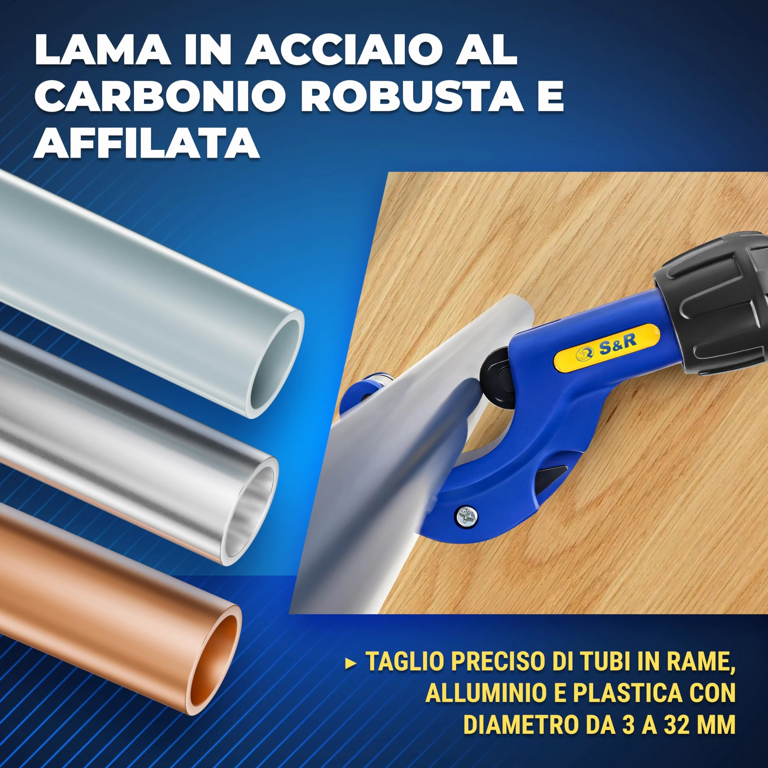 S&R Tagliatubi Fresa per Tubi Rame Alluminio Plastica Multistrato 3-32 mm Pipe Cutter