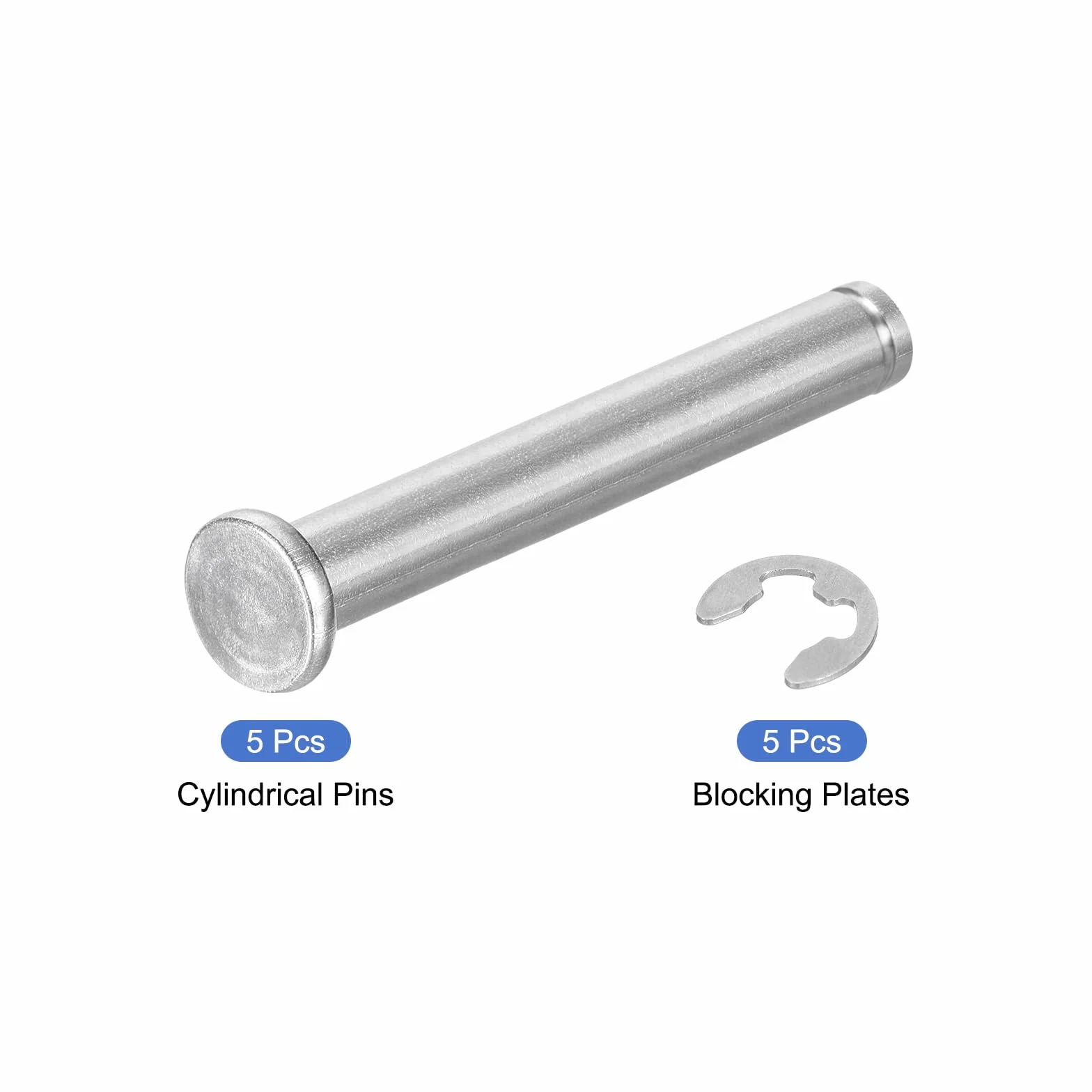 QUARKZMAN M8x60mm Perno Posizionamento Cilindrico Acciaio Inossidabile 304, Testa Piatta con Anello Fissaggio, Argento
