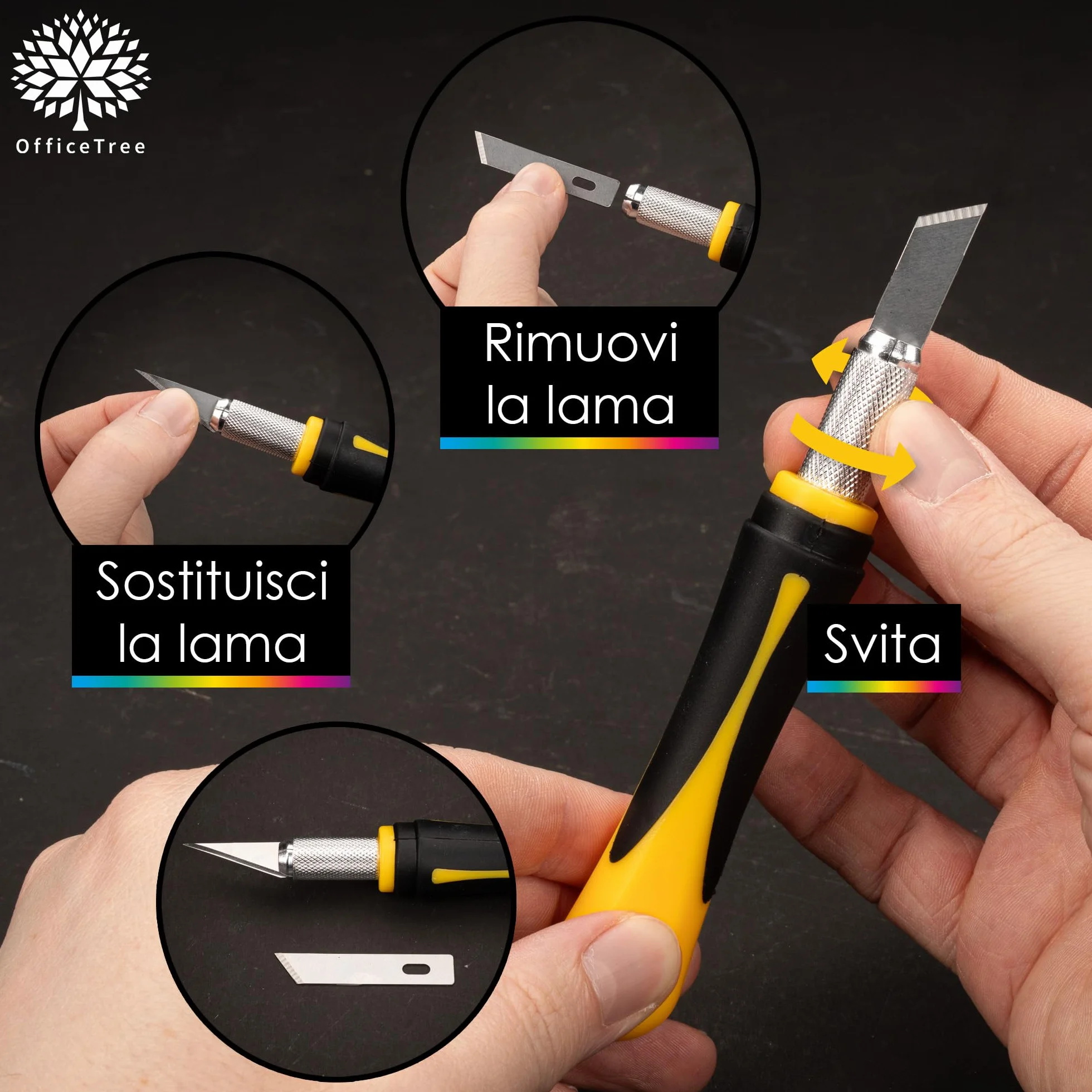 OfficeTree Bisturi Modellismo 16 Pezzi Cutter di Precisione con 3 Bisturi e 13 Lame Taglierino per Carta