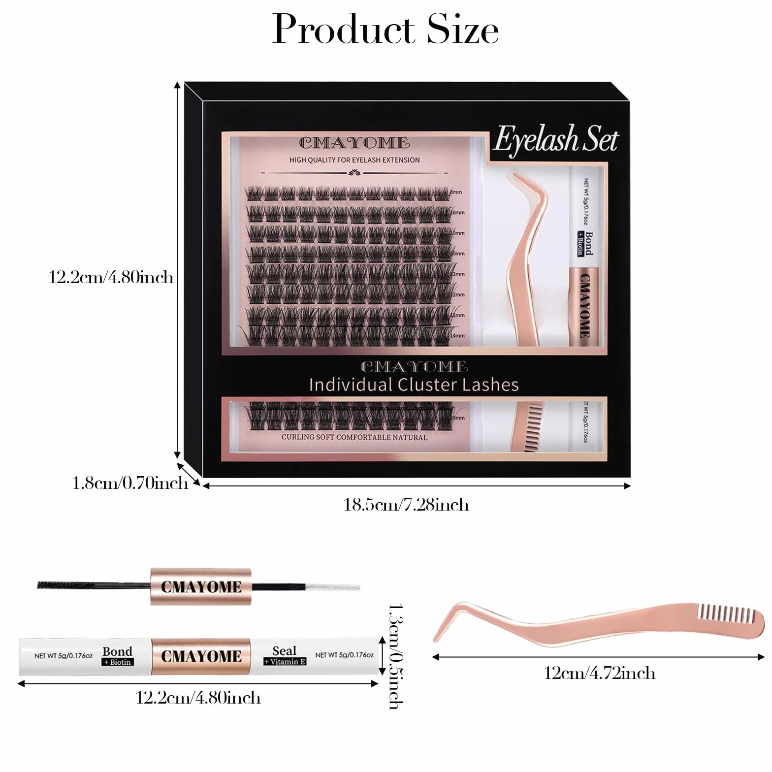 VEGCOO Kit Ciglia Extension, Ciuffetti Ciglia Finte, C Curl 8-16mm Lash Clusters Individual Eyelashes Naturali per Ragazze e Donne