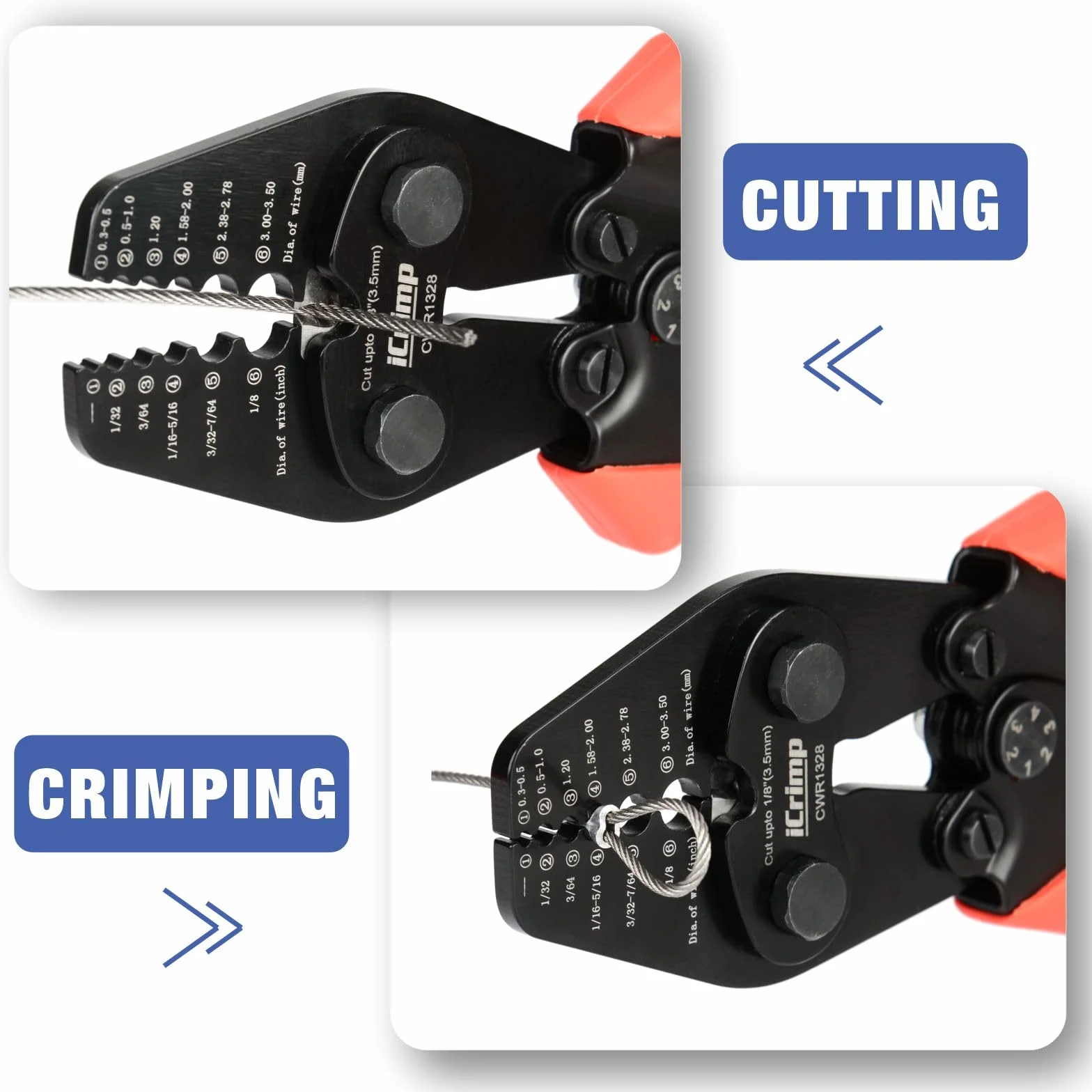 iCrimp CWR1328 Set di pinze crimpatrici per cavi di rame 0,3-3,5 mm 375 terminali in alluminio