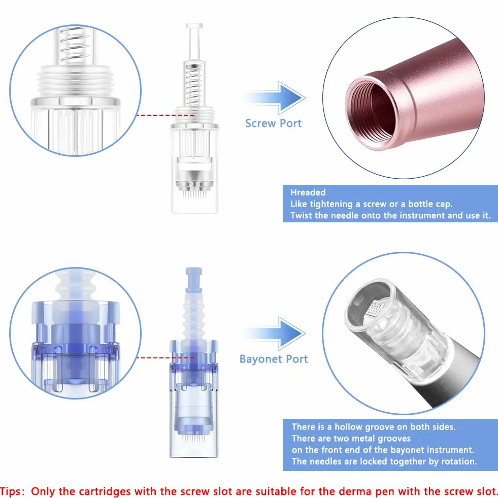 LOPHE Microneedling, 12 Pezzi Micro Aghi Penna Derma Micro Needling, Microneedle Nano Aghi con Regolabili a Baionetta(#12pin)