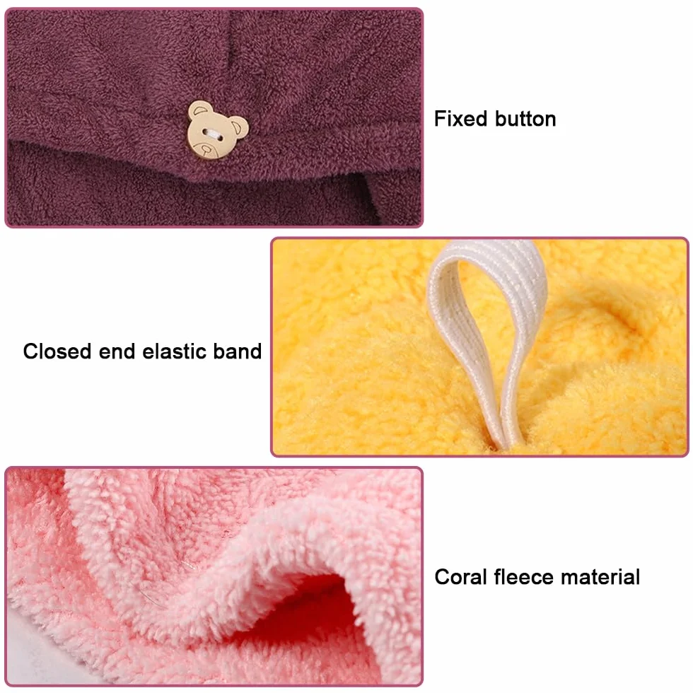 5 Pezzi Asciugamano per Capelli Asciutti, con Bottoni Turbante Asciugacapelli, Super Assorbente Donne e Ragazze Asciugamani Capelli, Twist Turbante Capelli per Capelli Lunghi, Corti, Ricci e Lisci