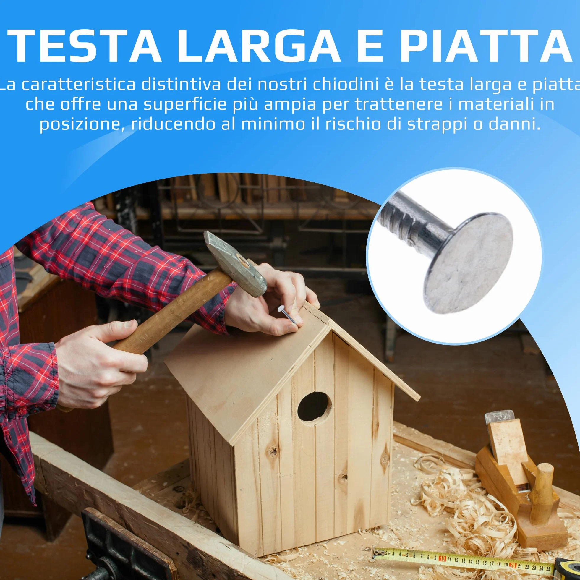 Chiodi per Tetto 25 mm Confezione da 100 Chiodi Clout Zincati Testa Extra Large per Coperture