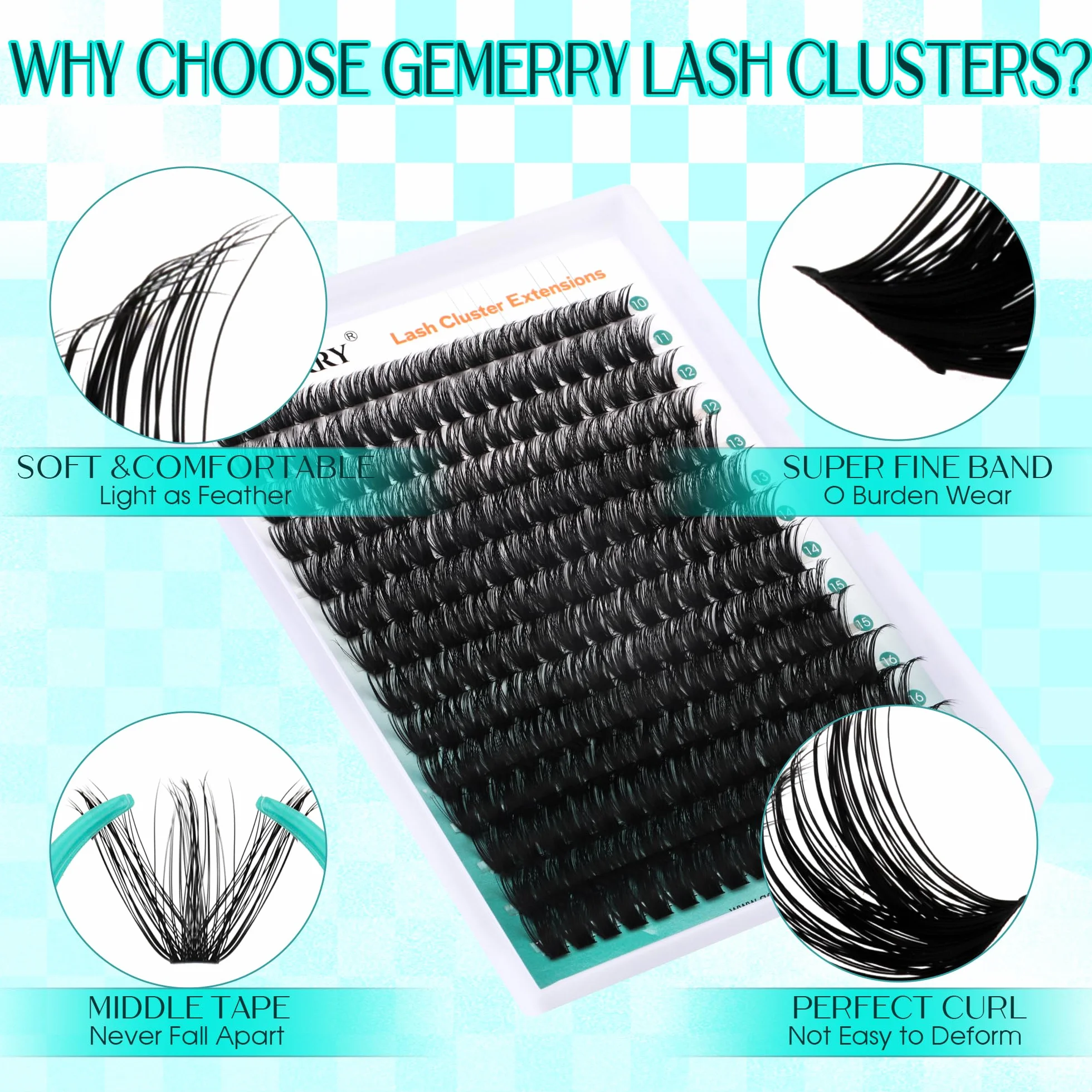 GEMERRY Ciglia Finte 80D Cluster Volume Russo 10-18mm mix 0.07 mm D Curl Fai Da Te a Casa per Principianti Individuali Professional Ciglia Finte Extension(80D-0.07D-10-18mm)