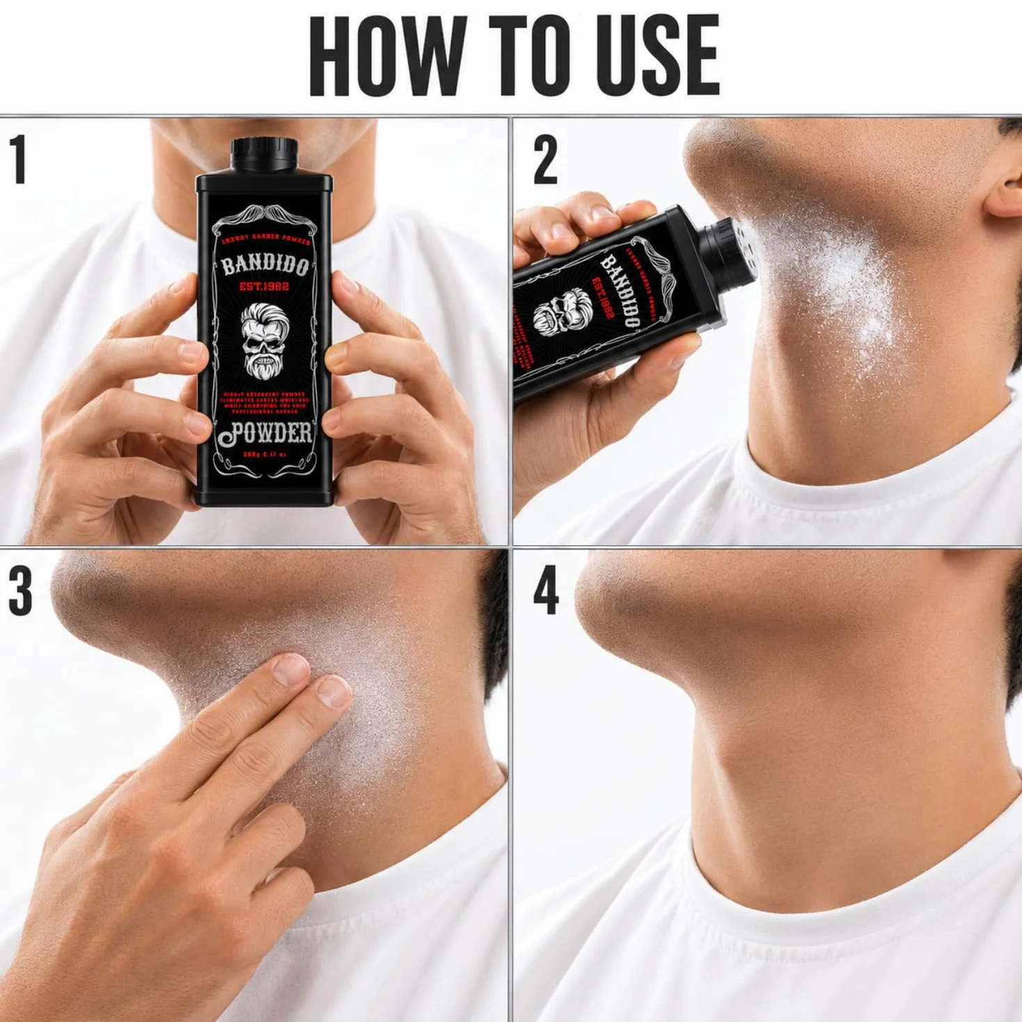 Bandido Barber Talc Powder 260 gr | Barbiere Talco Polvere | Kuaför Talk Pudrasi | Rimuove le irritazioni e i graffi del corpo | Rasatura da uomo | Forniture da parrucchiere – Dispenser richiudibile