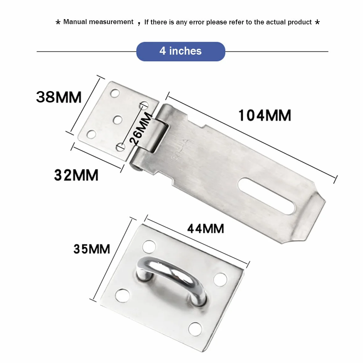 Lucchetto Hasp Lock Porta 4 Pollici Acciaio Inossidabile 2 Pezzi Chiusura con Viti