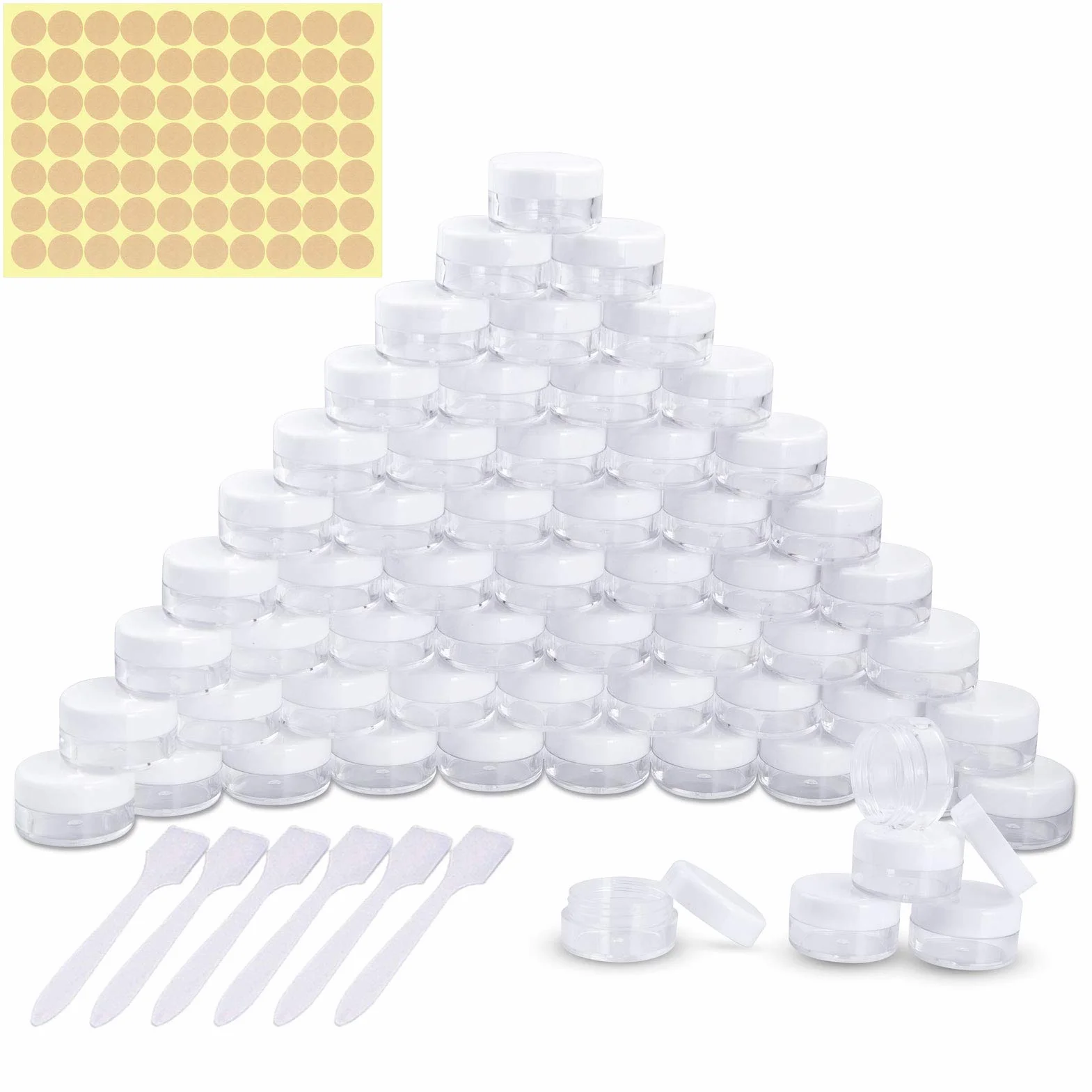 60 vasetti cosmetici vuoti, in plastica trasparente da viaggio, contenitori cosmetici per lozione, crema, deposito trucco (5 g/5 ml)