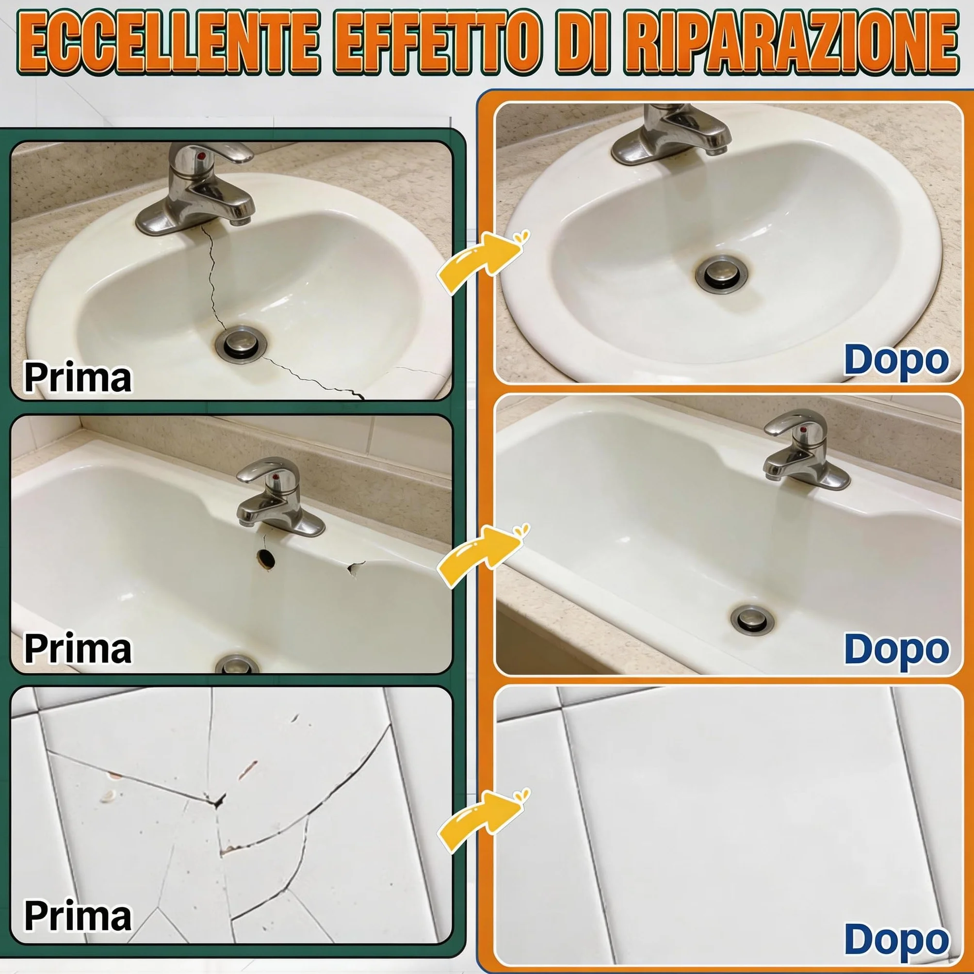 Kit Riparazione Piastrelle Impermeabile per Fibra di Vetro, Porcellana, Ceramica e Smalto