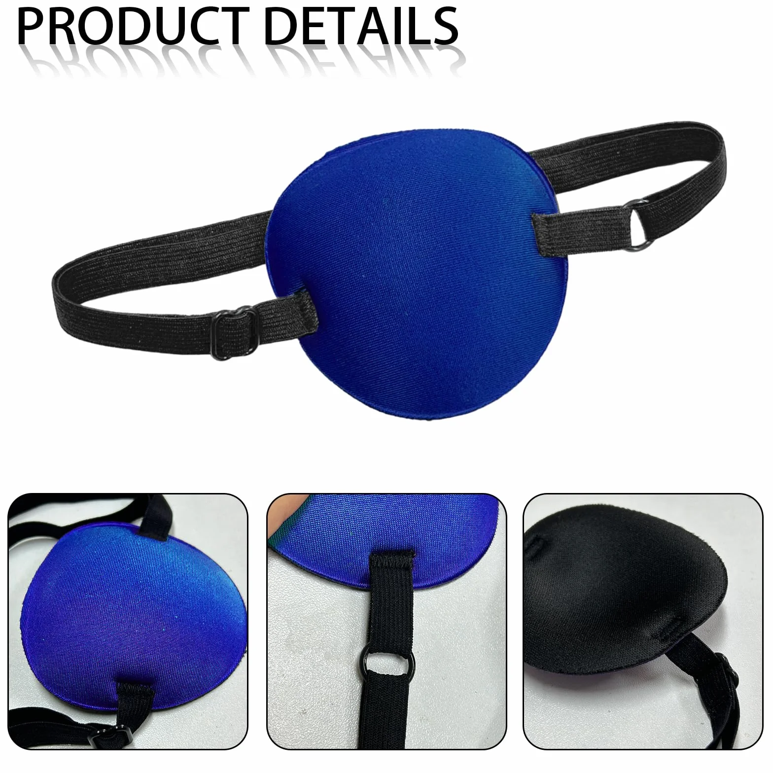 UILYNIU 6 Pezzi Benda per Occhio Benda per Occhio, Regolabile Traspirante Elastico Eye Patch, Pirata Singolo Occhio Patch per L'amliopia e lo Strabismo, Festa Cosplay (Nero, Blu)