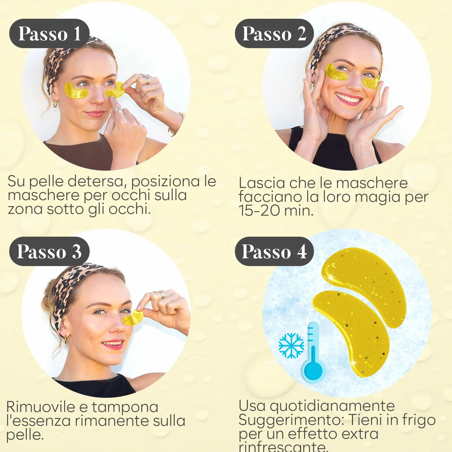 Patch Occhi Giorno e Notte, Maschera Occhi con Caffeina, Collagene e Acido Ialuronico, Patch Occhiaie e Borse, Maschera Occhiaie, Eye Mask per l'idratazione e Gonfiore (30 Paia)