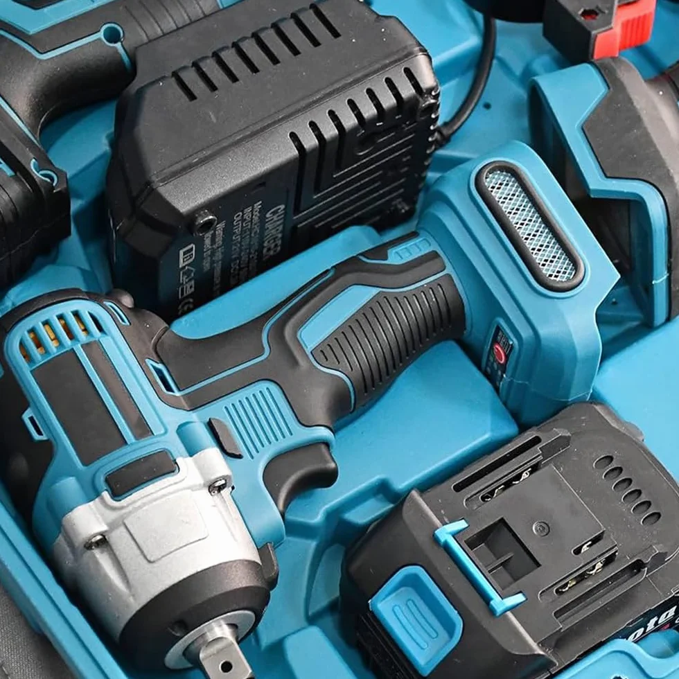 Kit Attrezzi Professionali 88V Trapano Avvitatore Smerigliatrice Angolare e Trapano a Impulsi 2 Batterie 14 Punte 3 IN 1