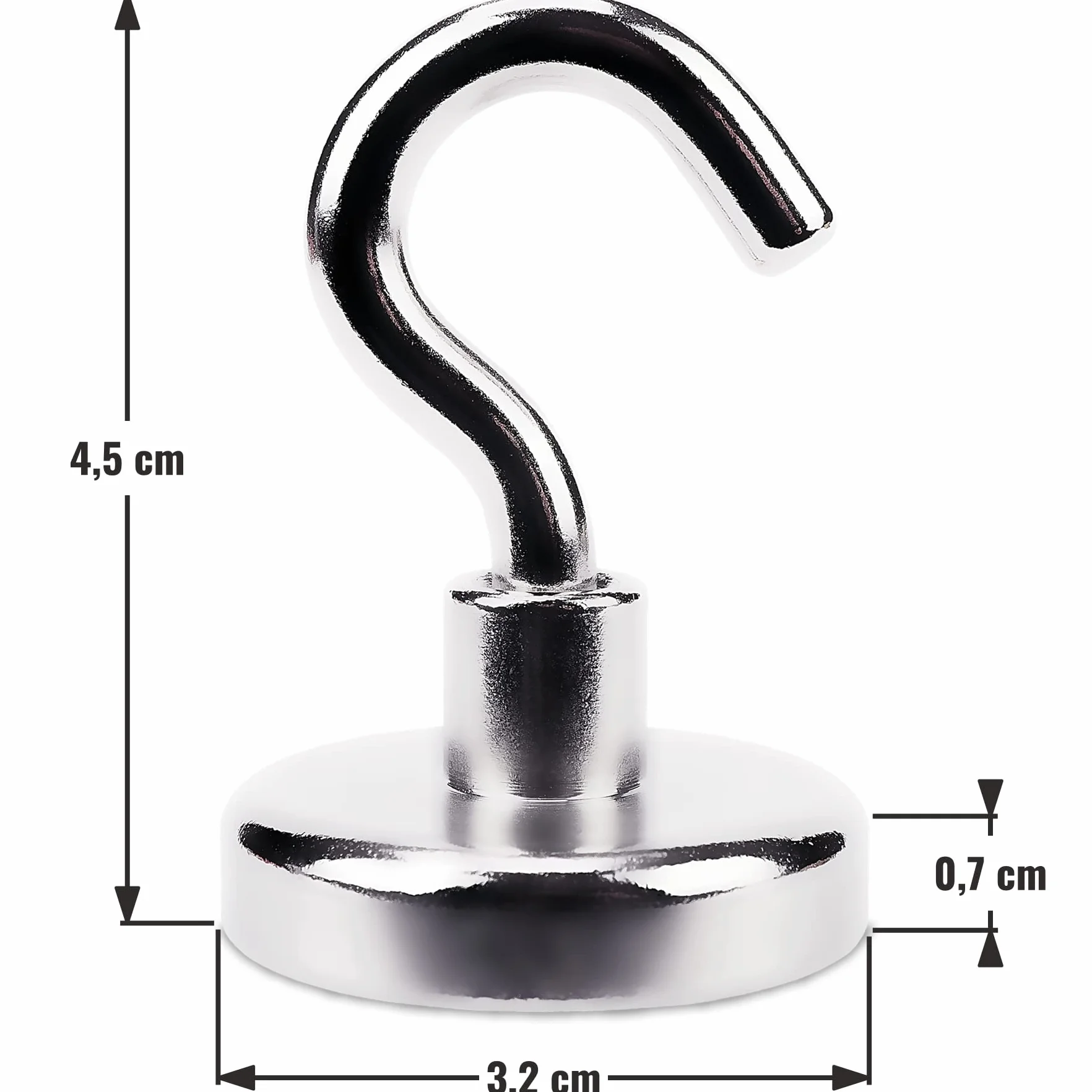 Magnete al neodimio con gancio Ø32 x H45 mm 24 kg Sensei 4 pezzi