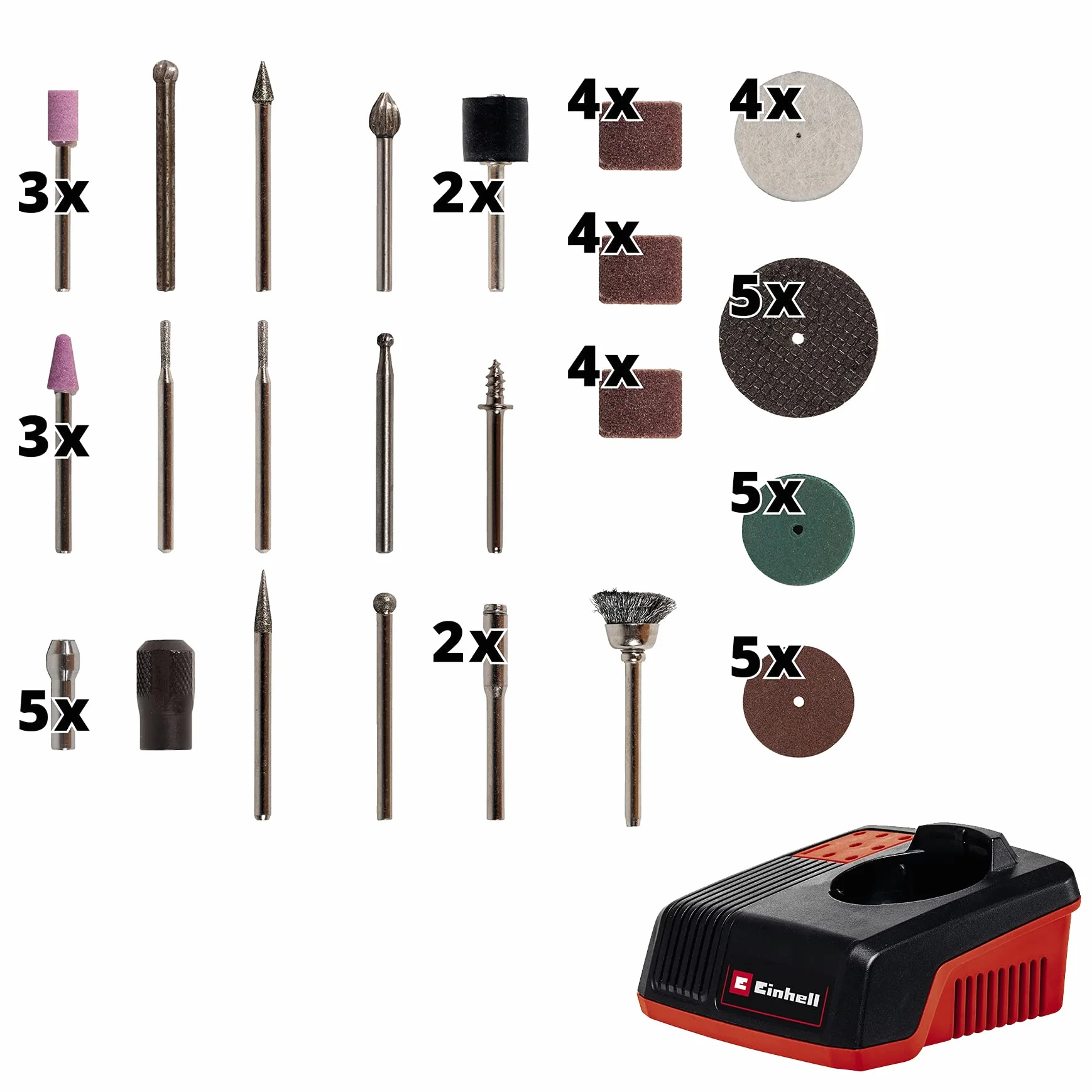 Einhell TE-MT 7,2 Li Kit Smerigliatrice a stelo incisore a batteria 7,2 V 1,5 Ah 5500-26000 giri 51 accessori