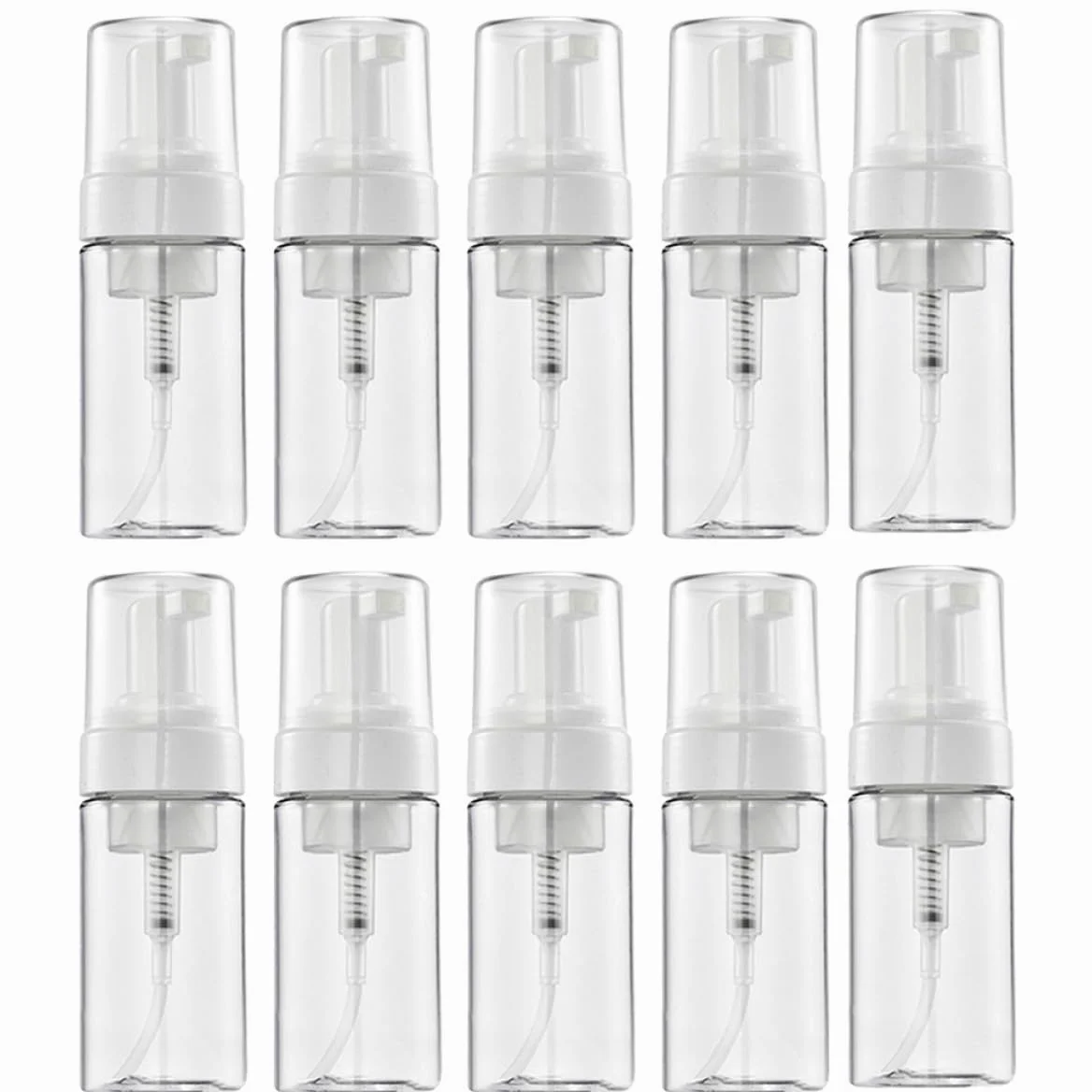 Set da 10 Flaconi Pompa da 100 Ml Trasparenti, Bottiglie Vuote Ricaricabili per Cosmetici, per Viaggi, Palestra e Doccia, Contenitori Salvaspazio per Shampoo, Lozione