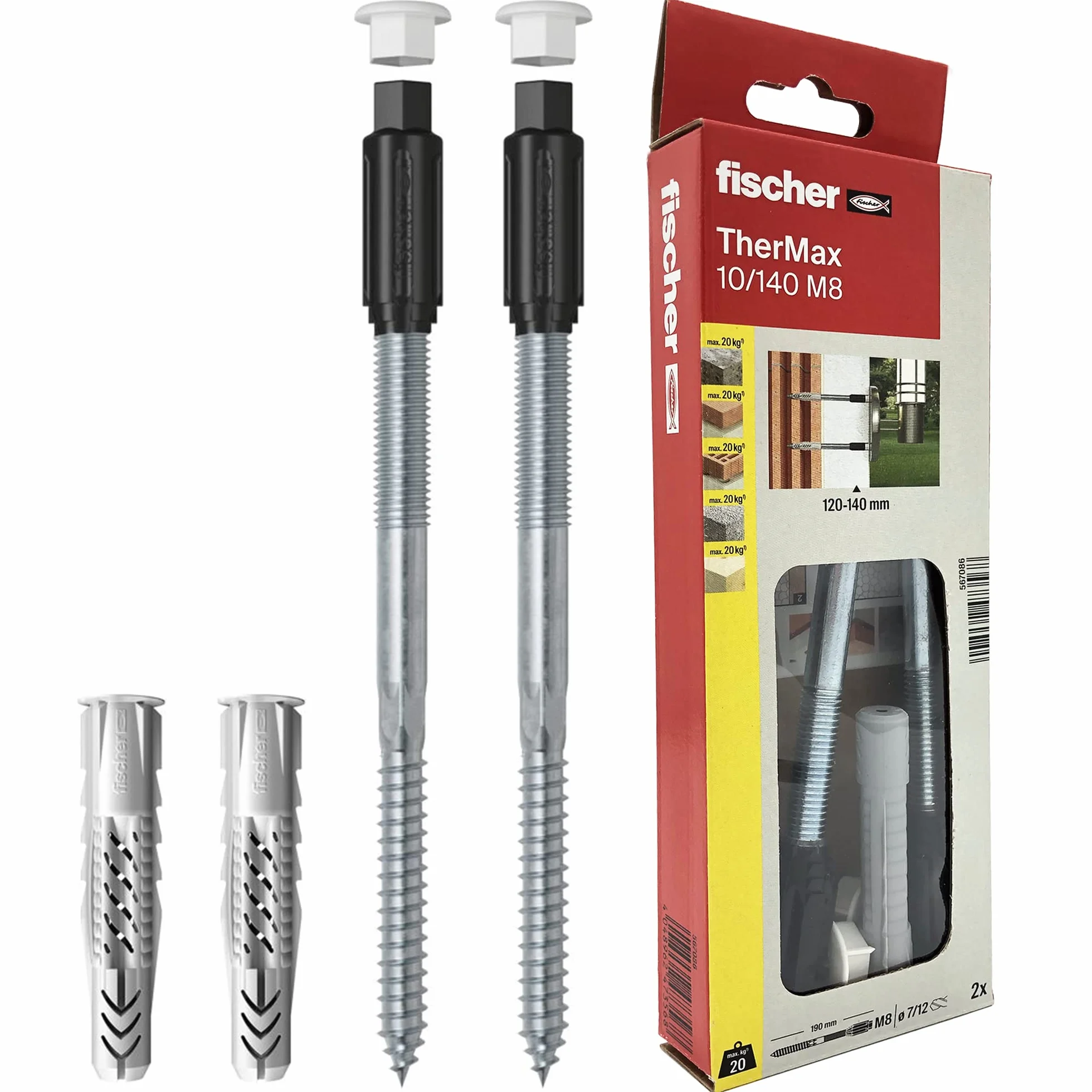 Fischer Thermax 10/140 M8 Kit 2 pz Tasselli do Izolacji Max 140 mm
