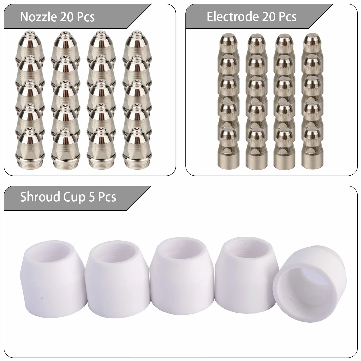 Elettrodi per Ugello Plasma P80 KERUE, Kit 45 Pezzi, Punta 1.5, 80Amp