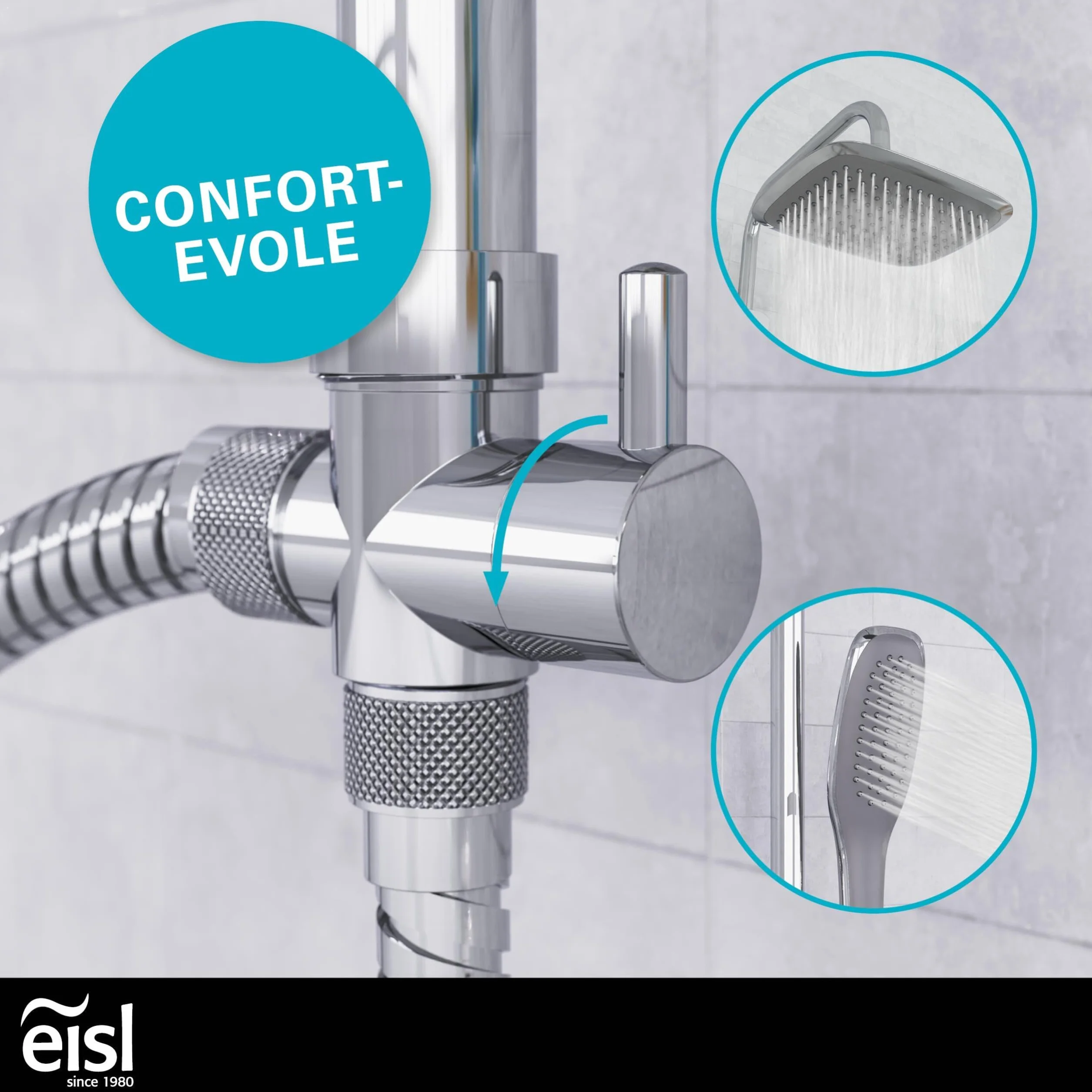 EISL EASY FRESH DX12006 Set doccia senza rubinetto colonna doccia pioggia grande doccetta cromato